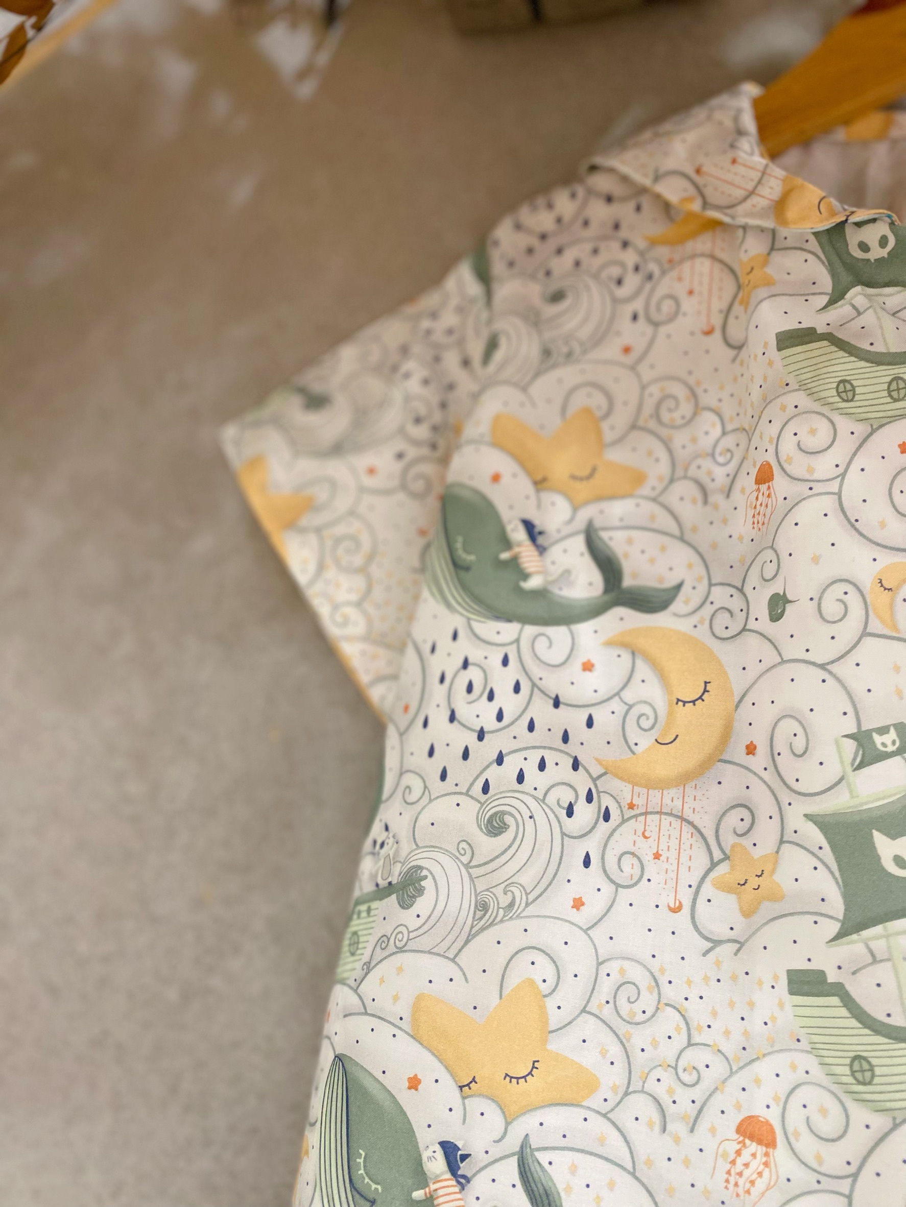 鯨魚與海盜貓咪 海軍領短袖上衣（130）