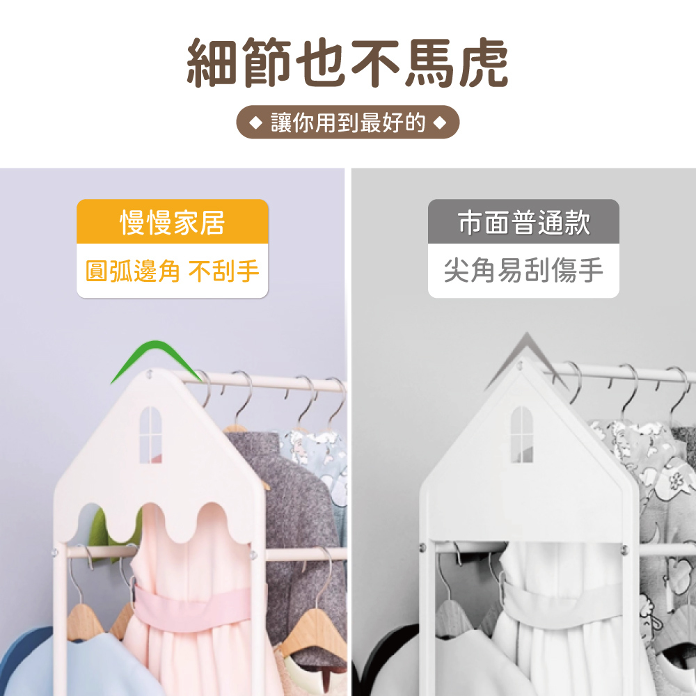 【慢慢家居】可愛屋型兒童掛衣架 鐵藝零甲醛 兒童衣櫃 衣帽架 收納