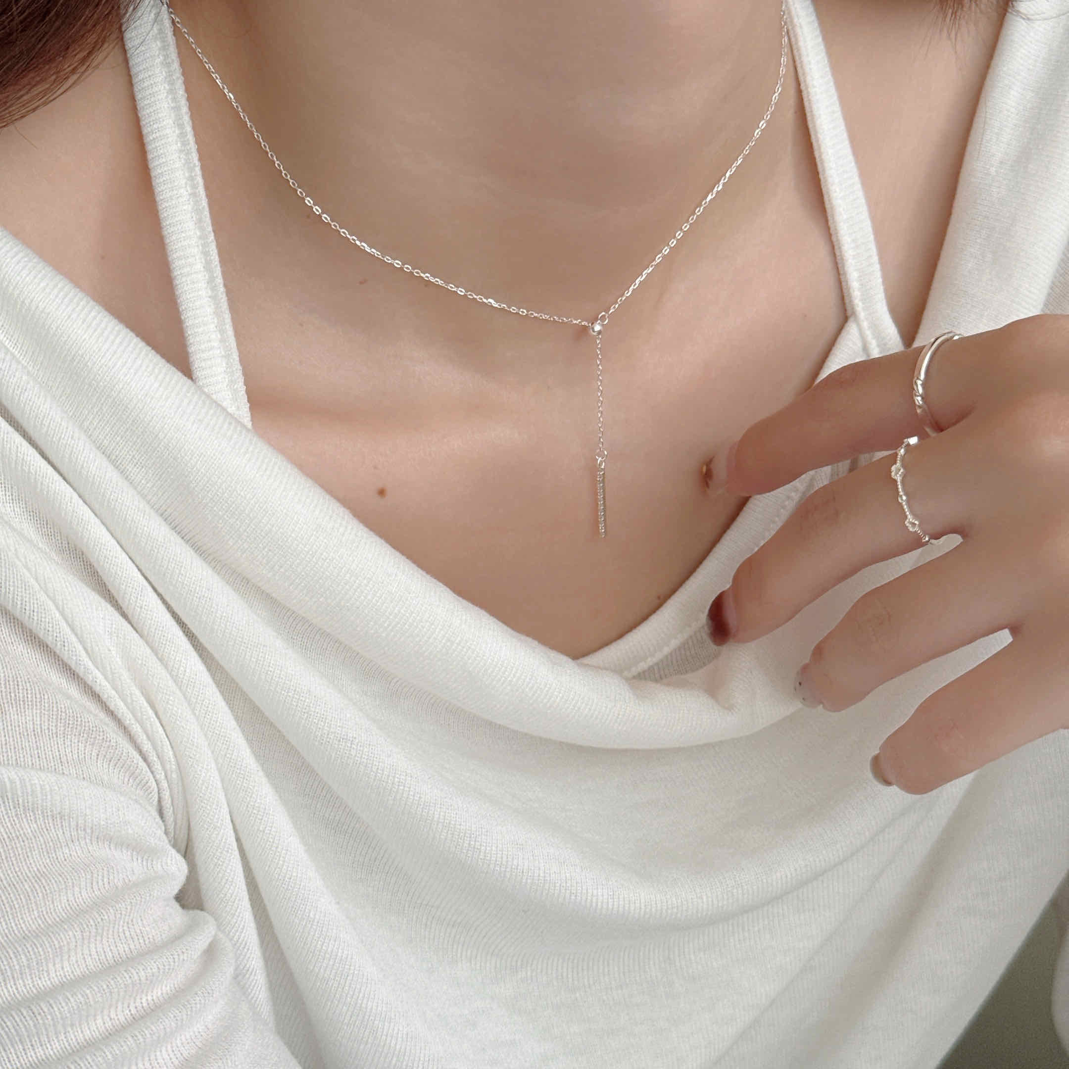 🇰🇷925 silver 氣質排鑽Y字項鍊