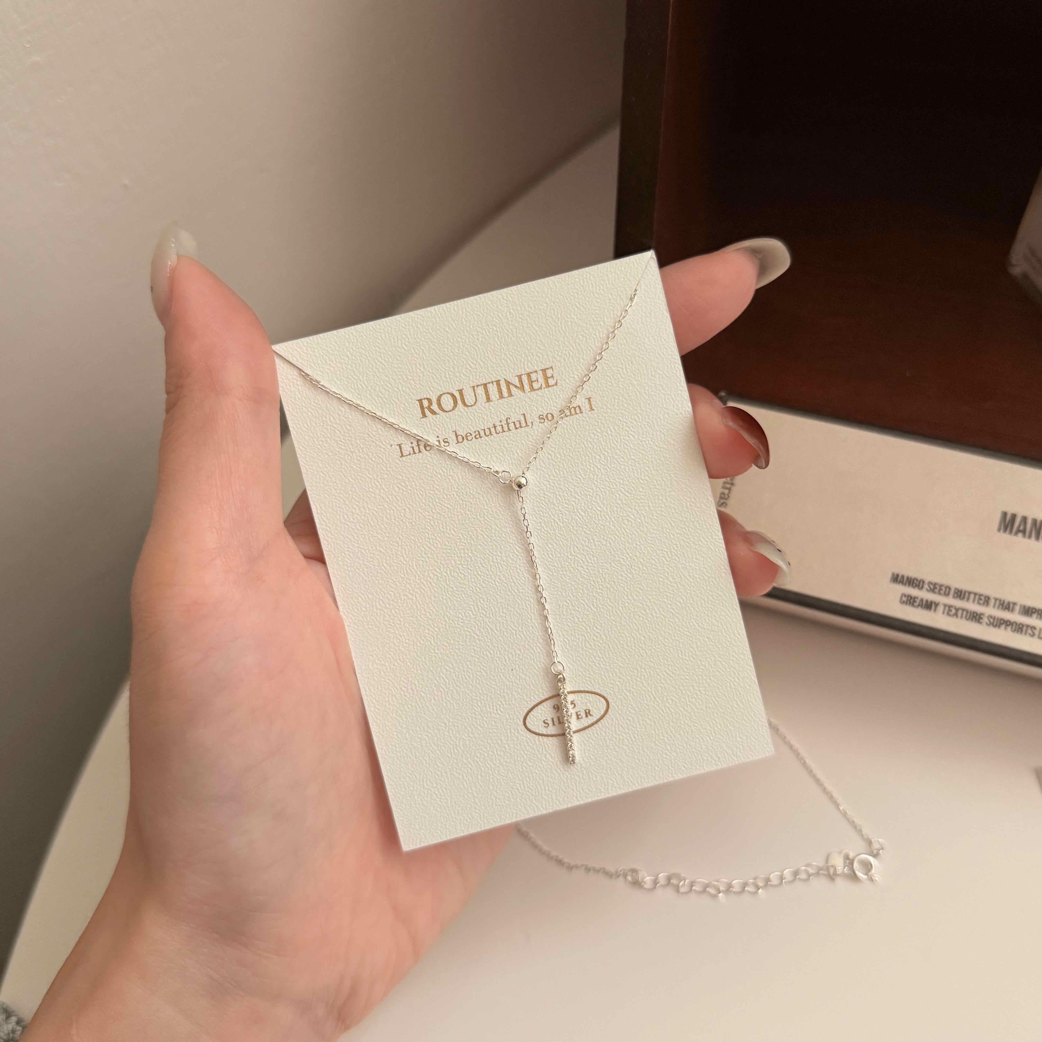 🇰🇷925 silver 氣質排鑽Y字項鍊