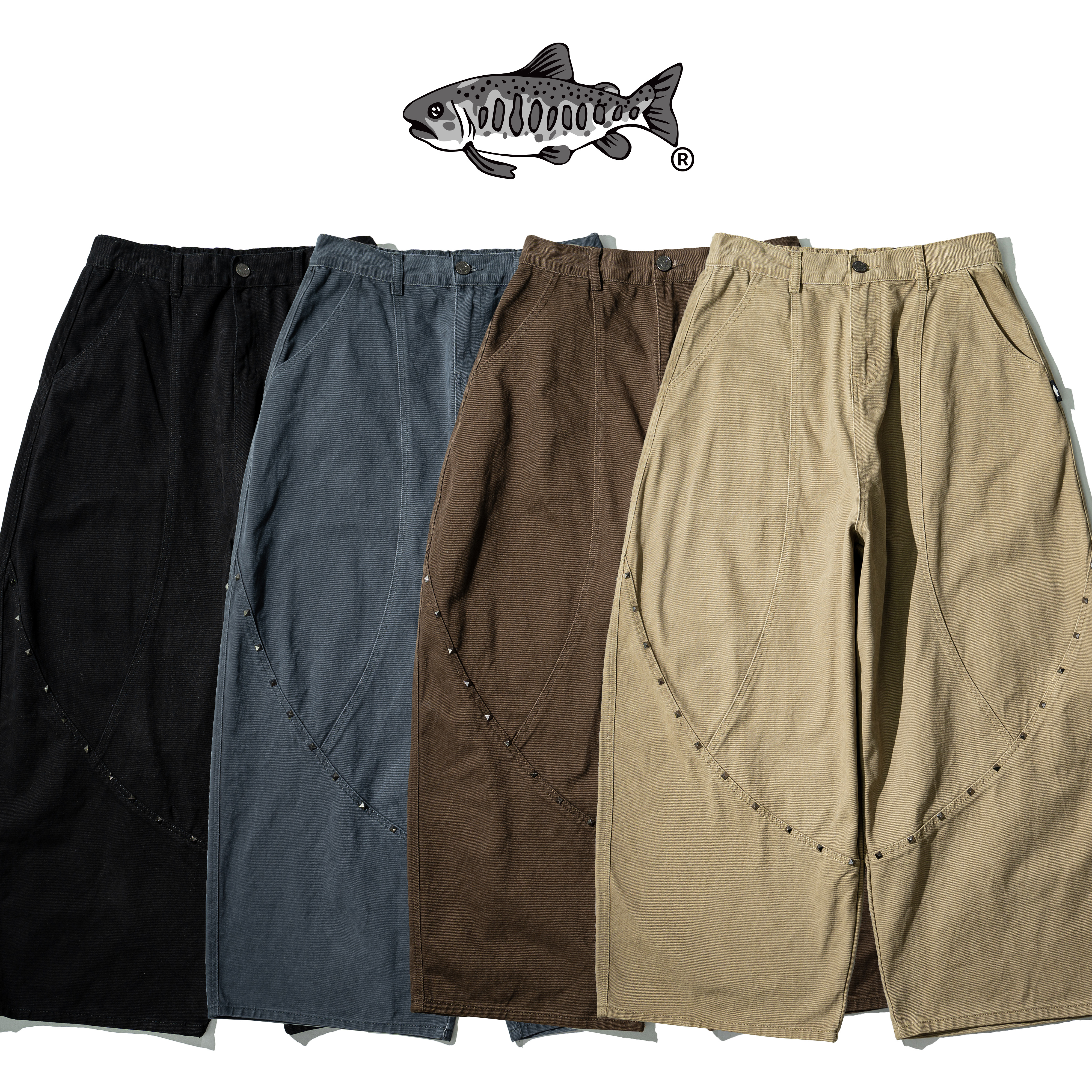 AGILITY Multi Rivet Wide Leg Pants 鉚釘 寬版 彎刀長褲 [RP90]