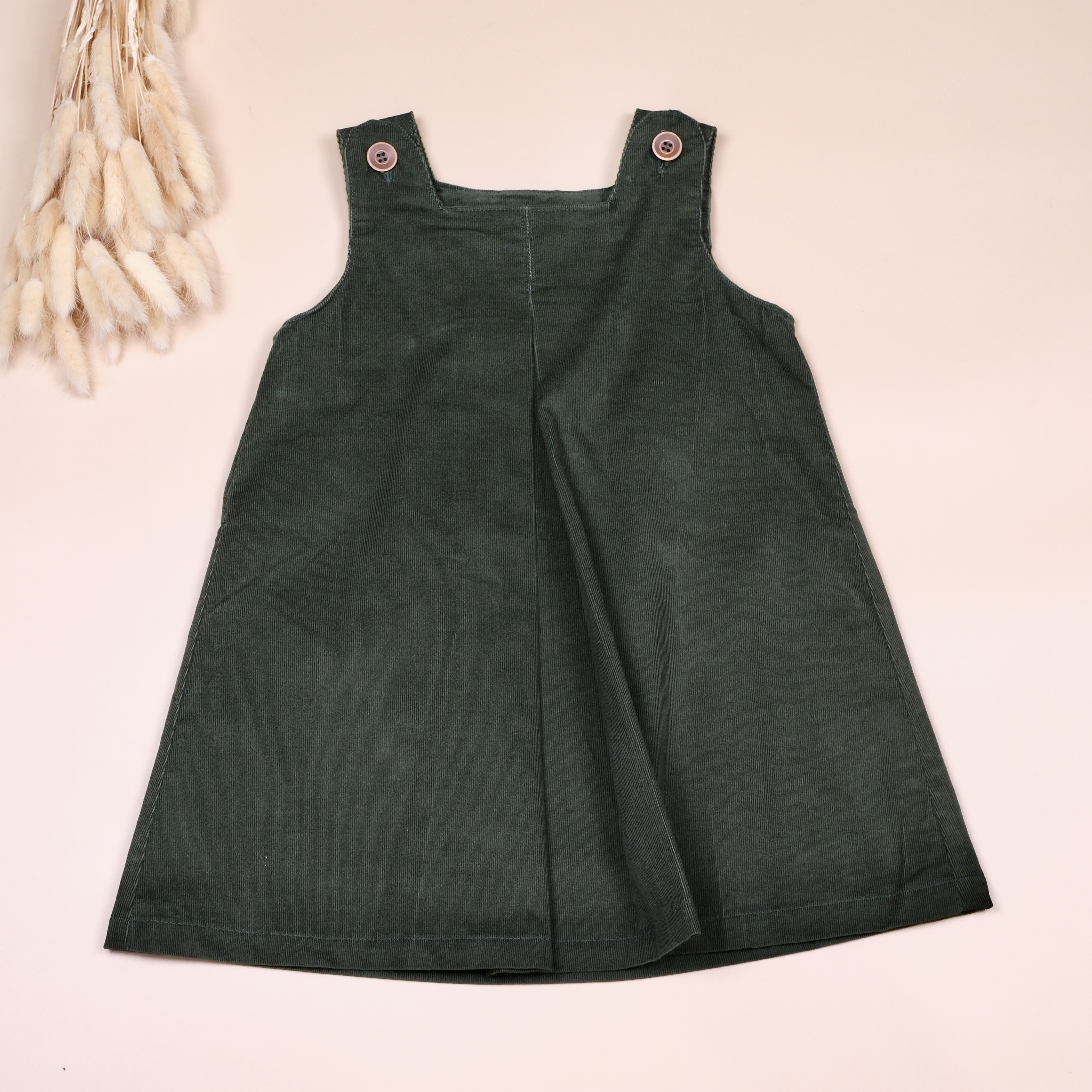 墨綠色 ◊ 打褶無袖傘狀洋裝