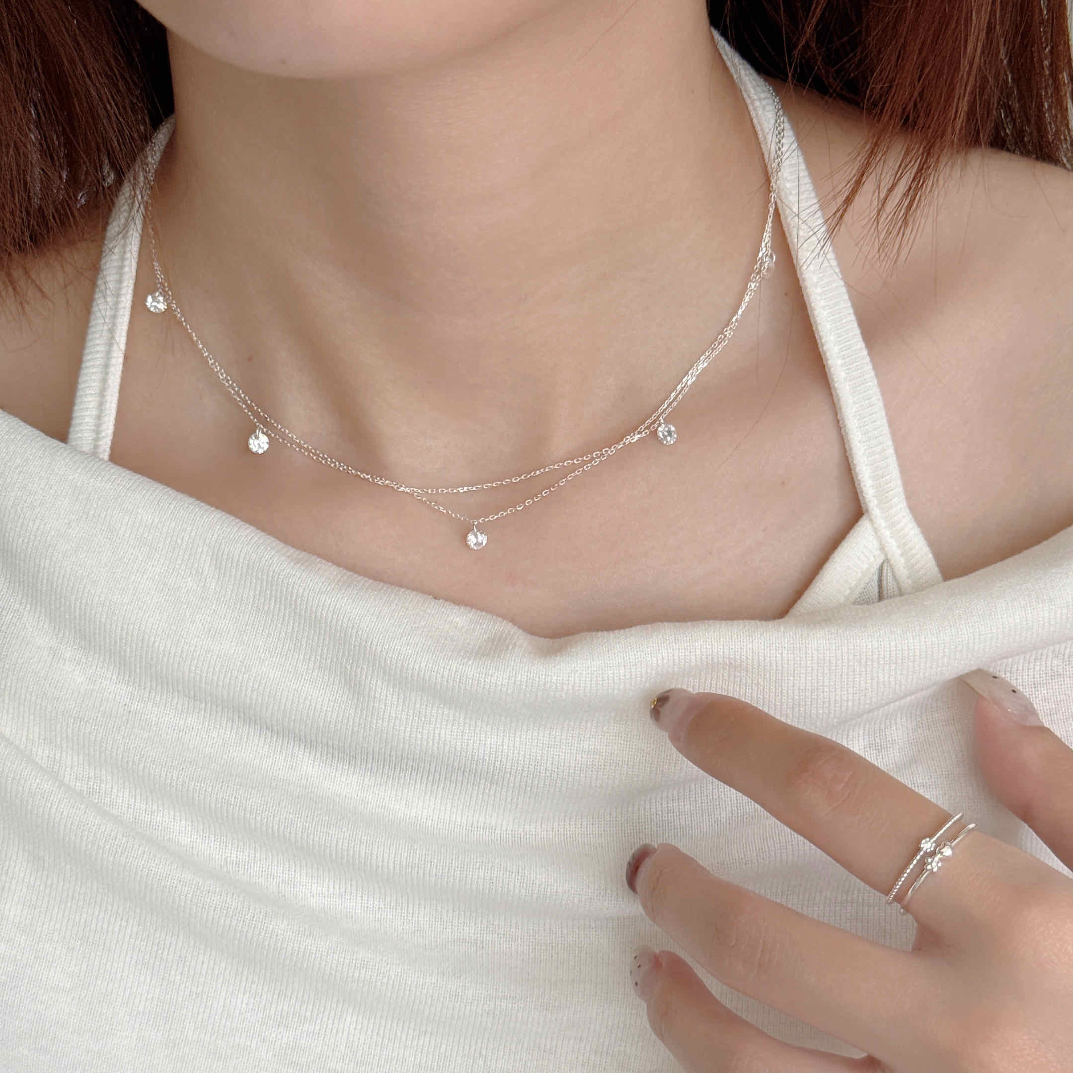 🇰🇷925 silver 絕美水晶串串項鍊