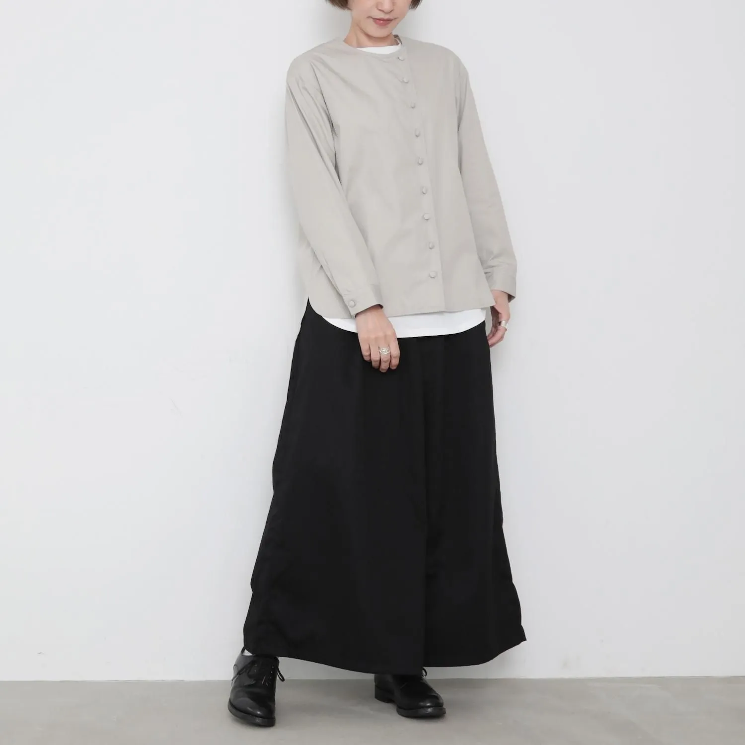 OMAKE.jp 側排釦長袖襯衫KurumiShirts 淺灰