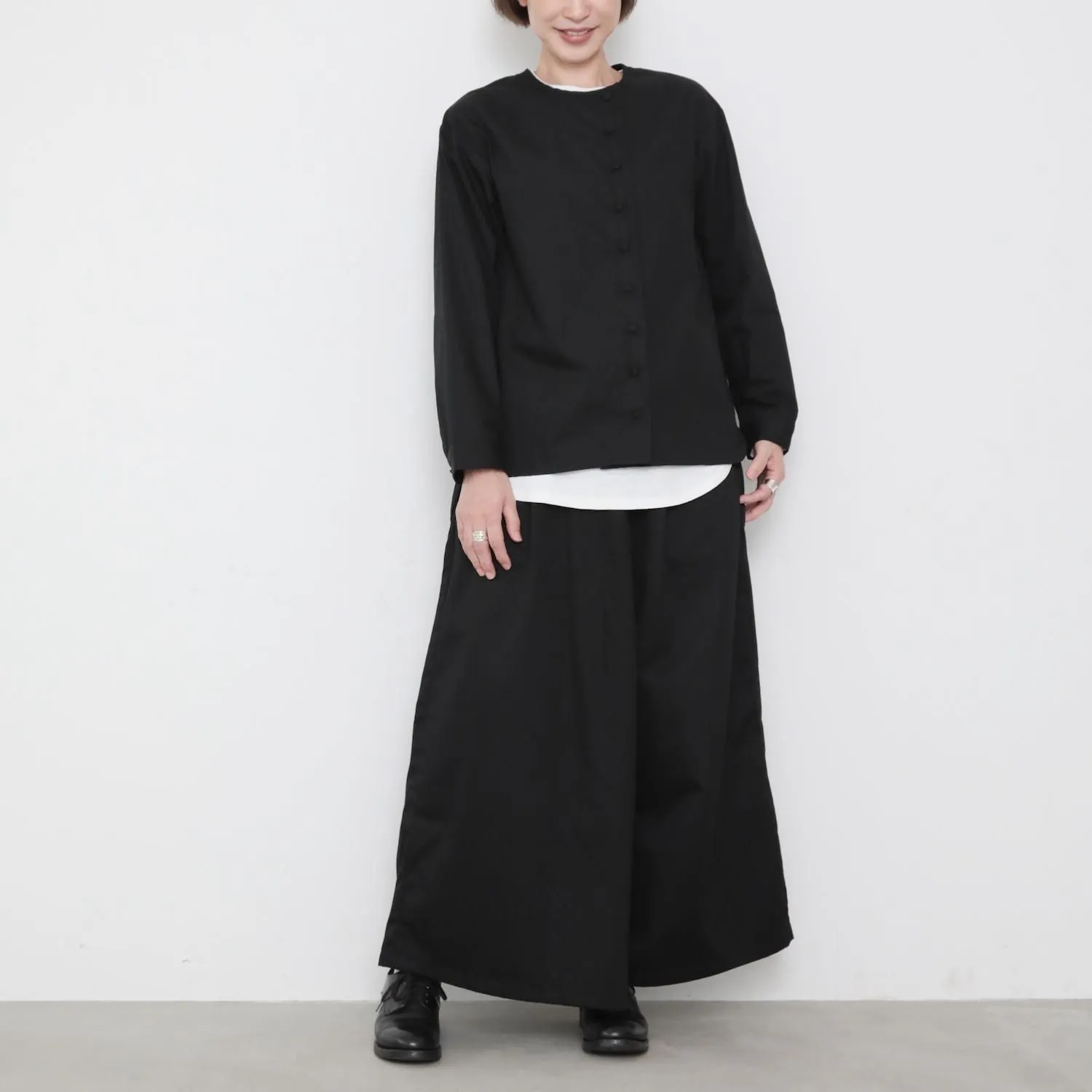 OMAKE.jp 側排釦長袖襯衫KurumiShirts 黑