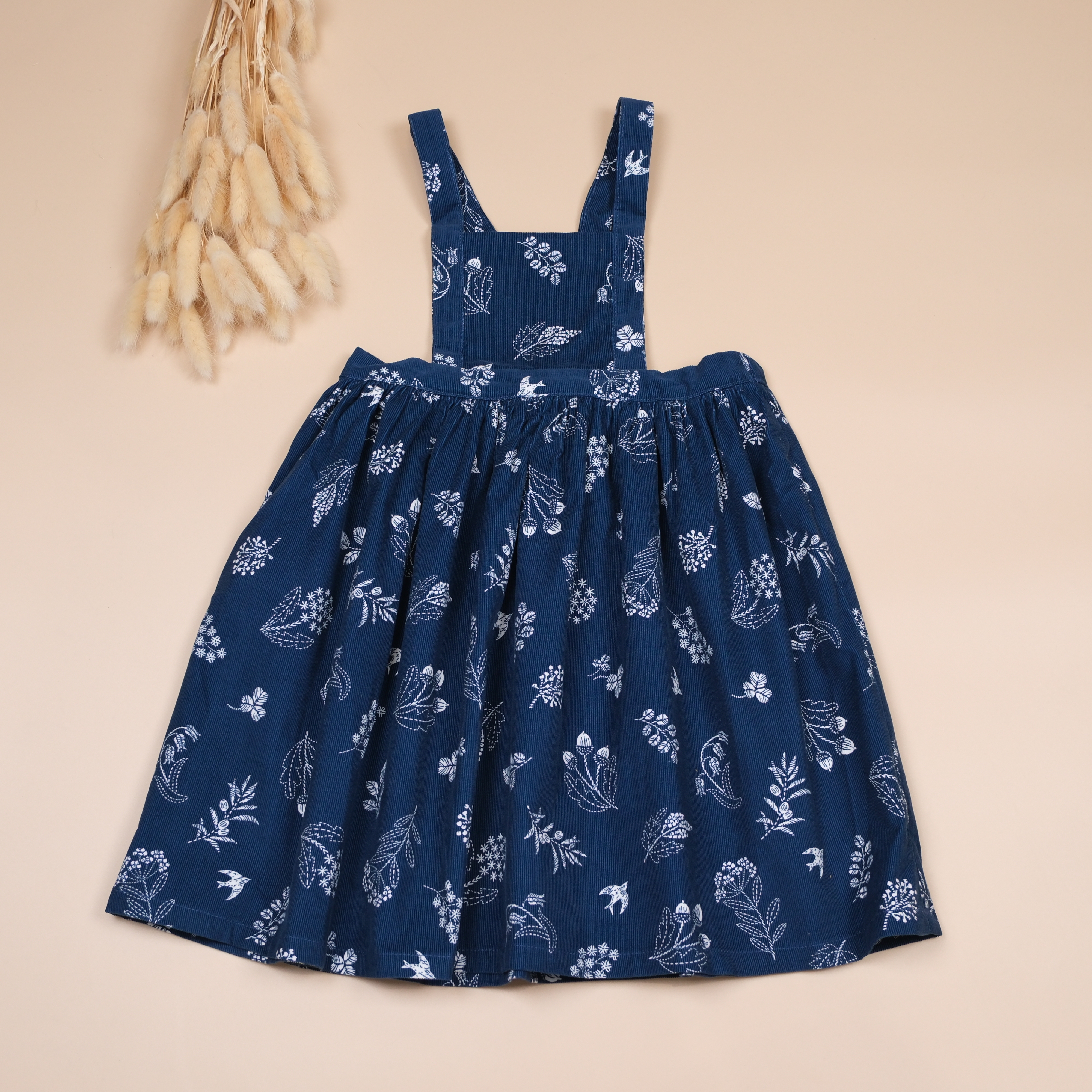 小鹿走過的季節 ✱ 群青色 ✱ 手作女童燈芯絨吊帶裙