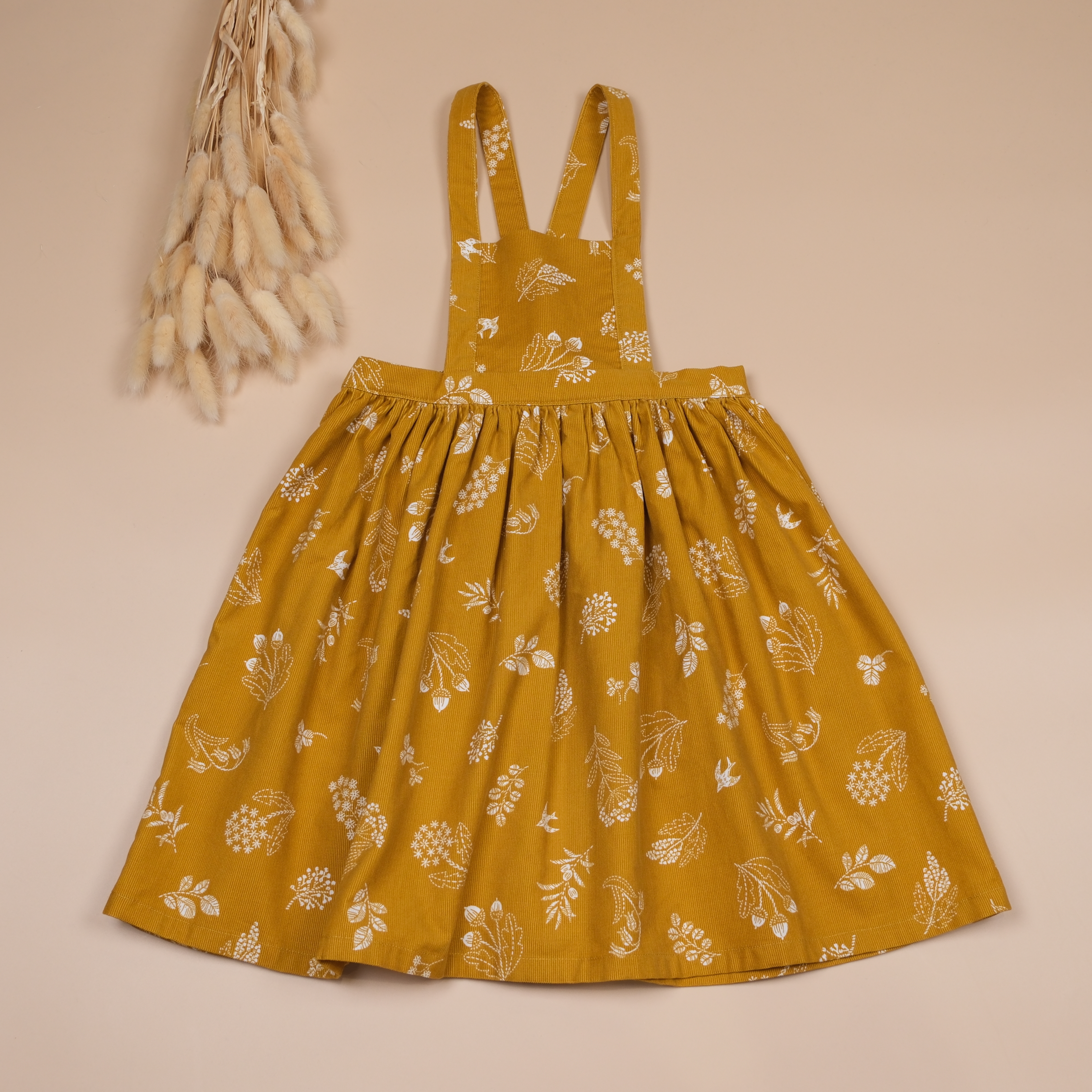 小鹿走過的季節 ✱ 枯草黃 ✱ 手作女童燈芯絨吊帶裙