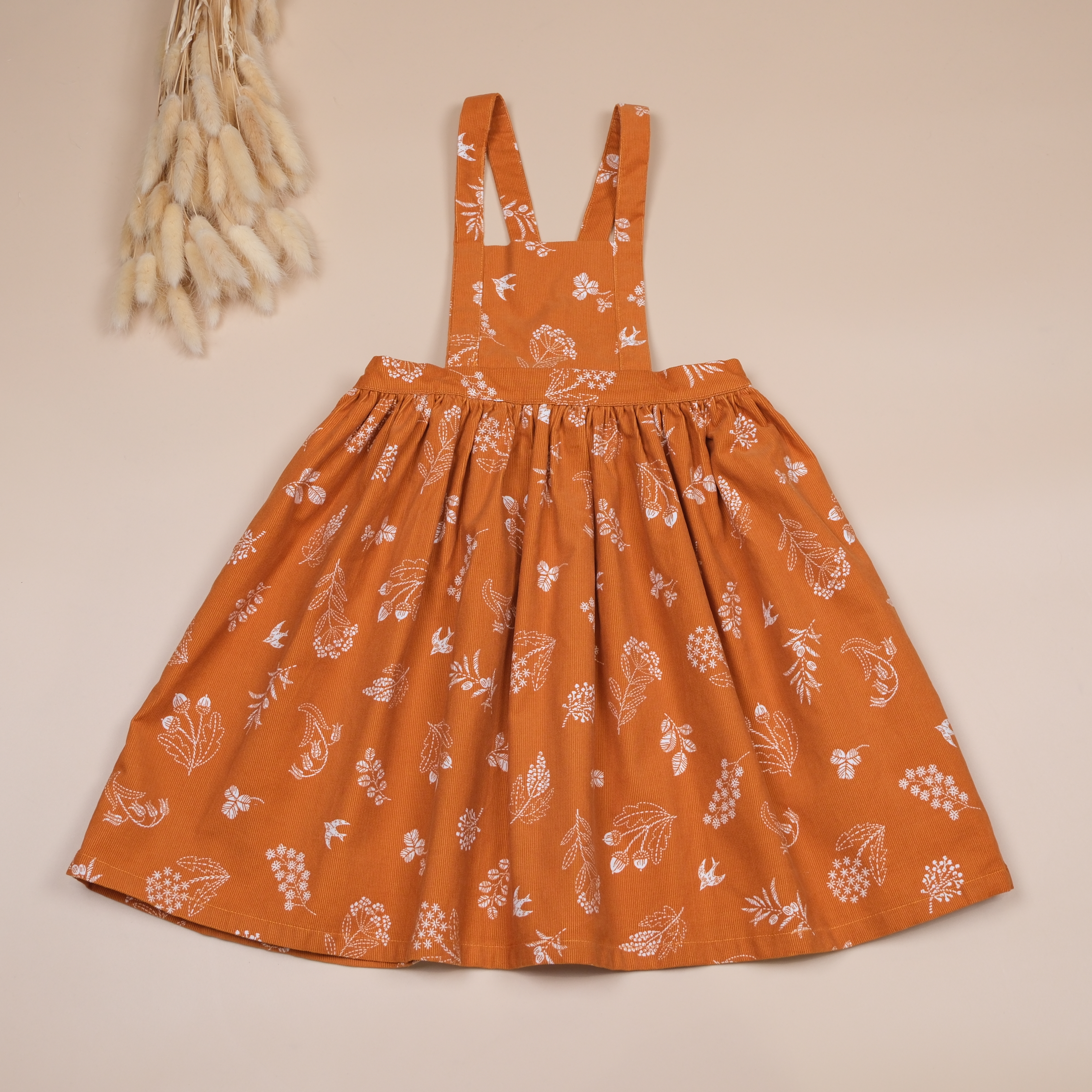 小鹿走過的季節 ✱ 黃丹橘 ✱ 手作女童燈芯絨吊帶裙