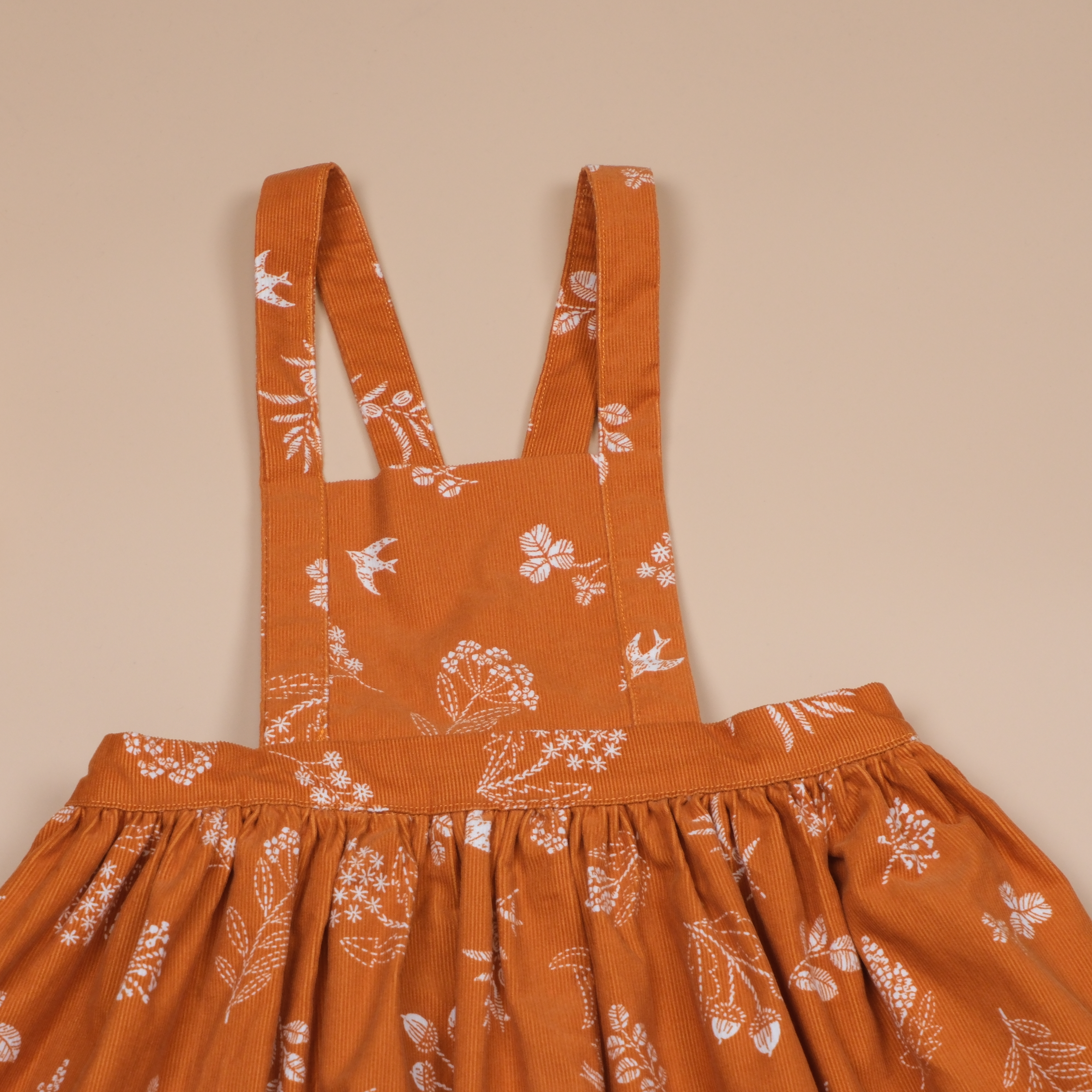 小鹿走過的季節 ✱ 黃丹橘 ✱ 手作女童燈芯絨吊帶裙