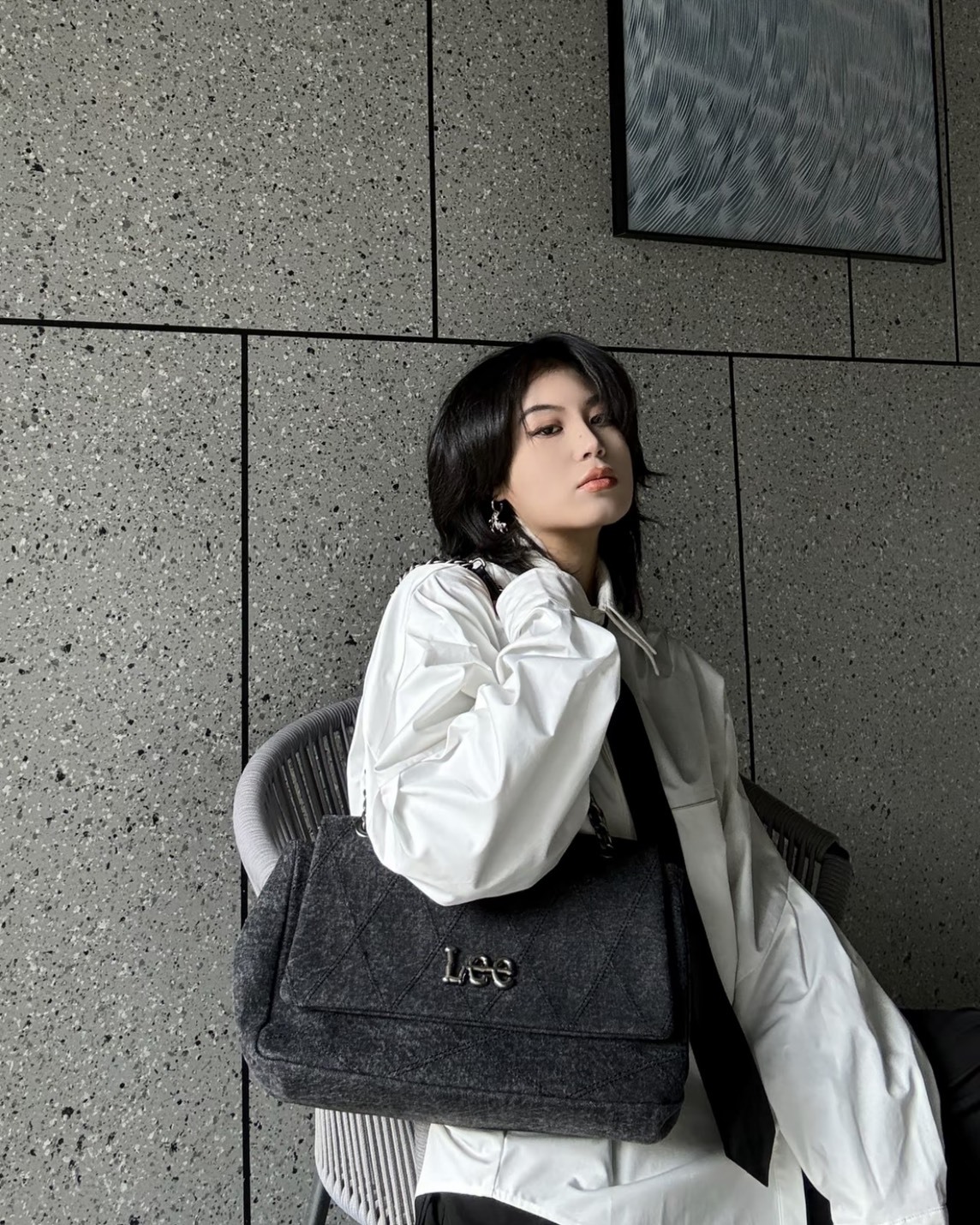 【預購】LEE 水洗菱格紋 兩用包 水洗黑 LE240107M801