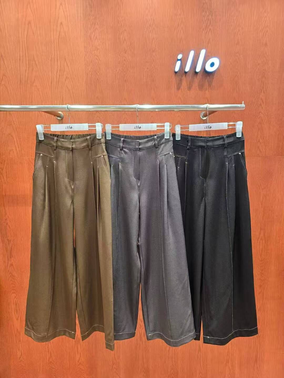 IO5116 明車線側打褶闊褲(S/M/L)