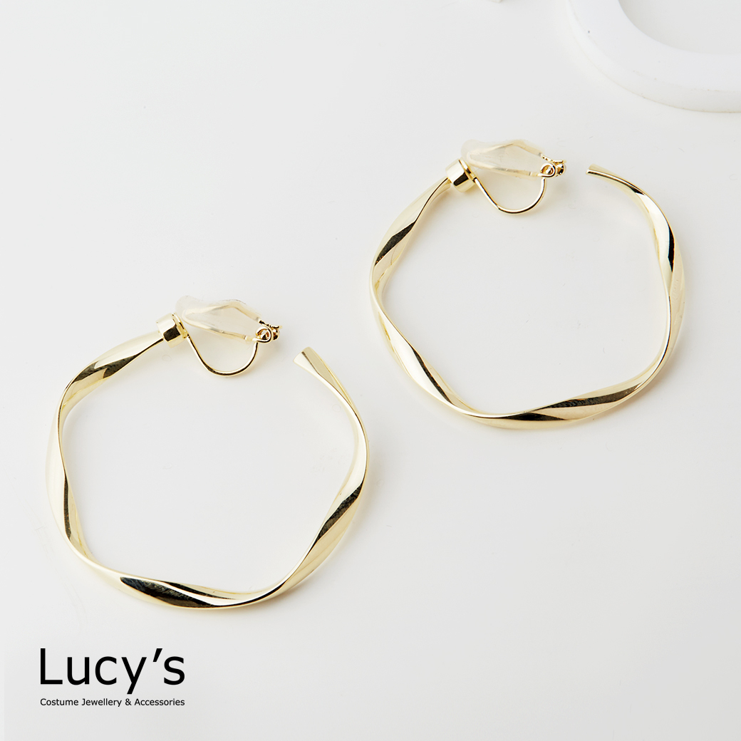 扭轉曲線 夾式耳環 (二色) (125853/125854)