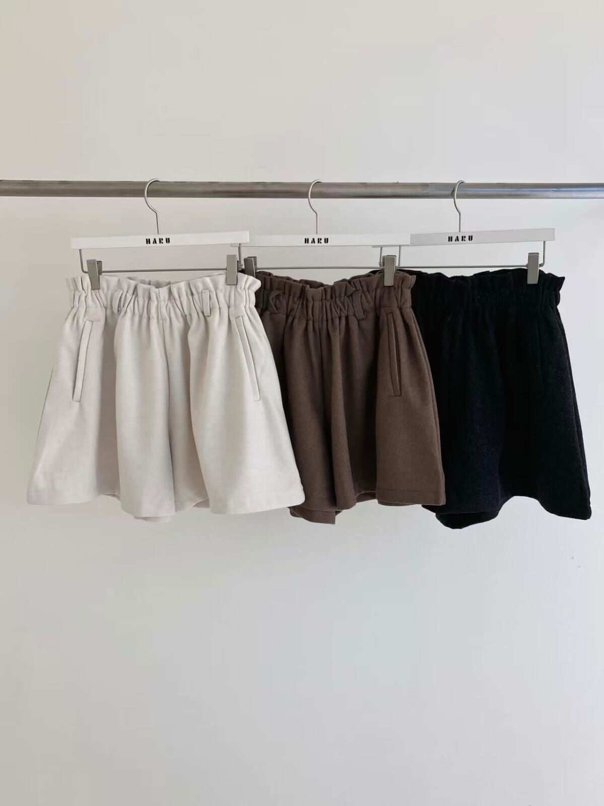 HU5123 Ruffle橡筋腰A line短褲