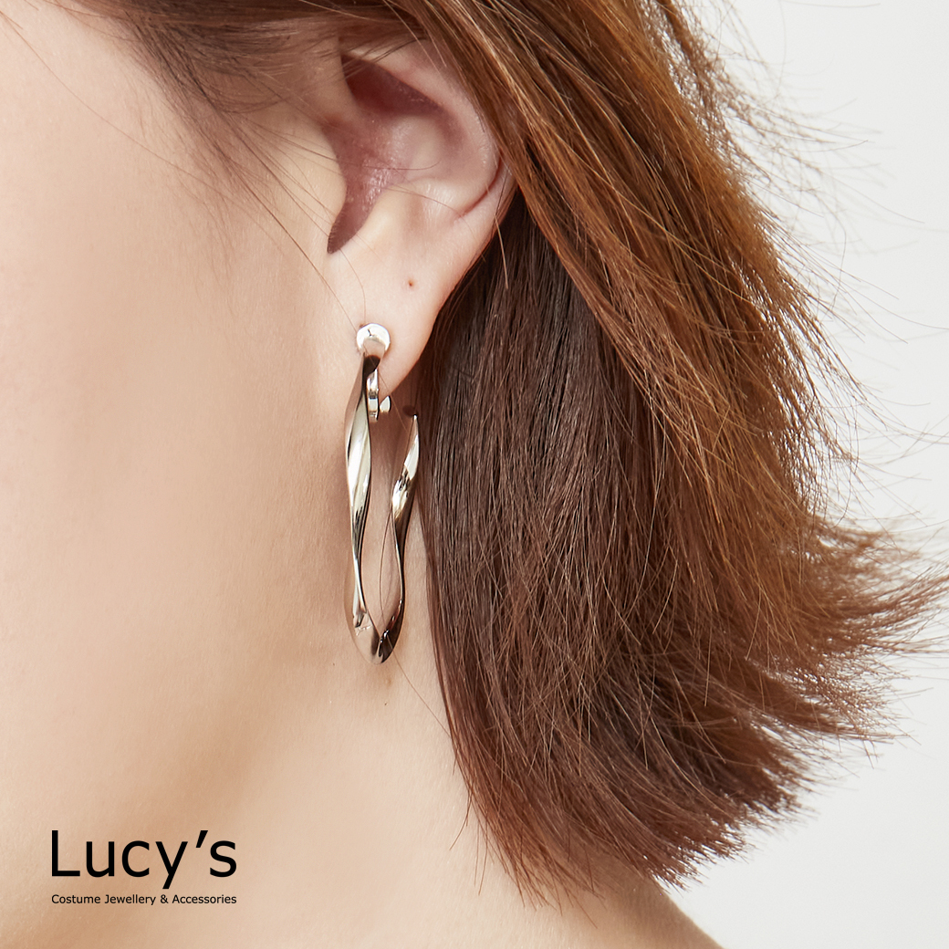 扭轉曲線 夾式耳環 (二色) (125853/125854)