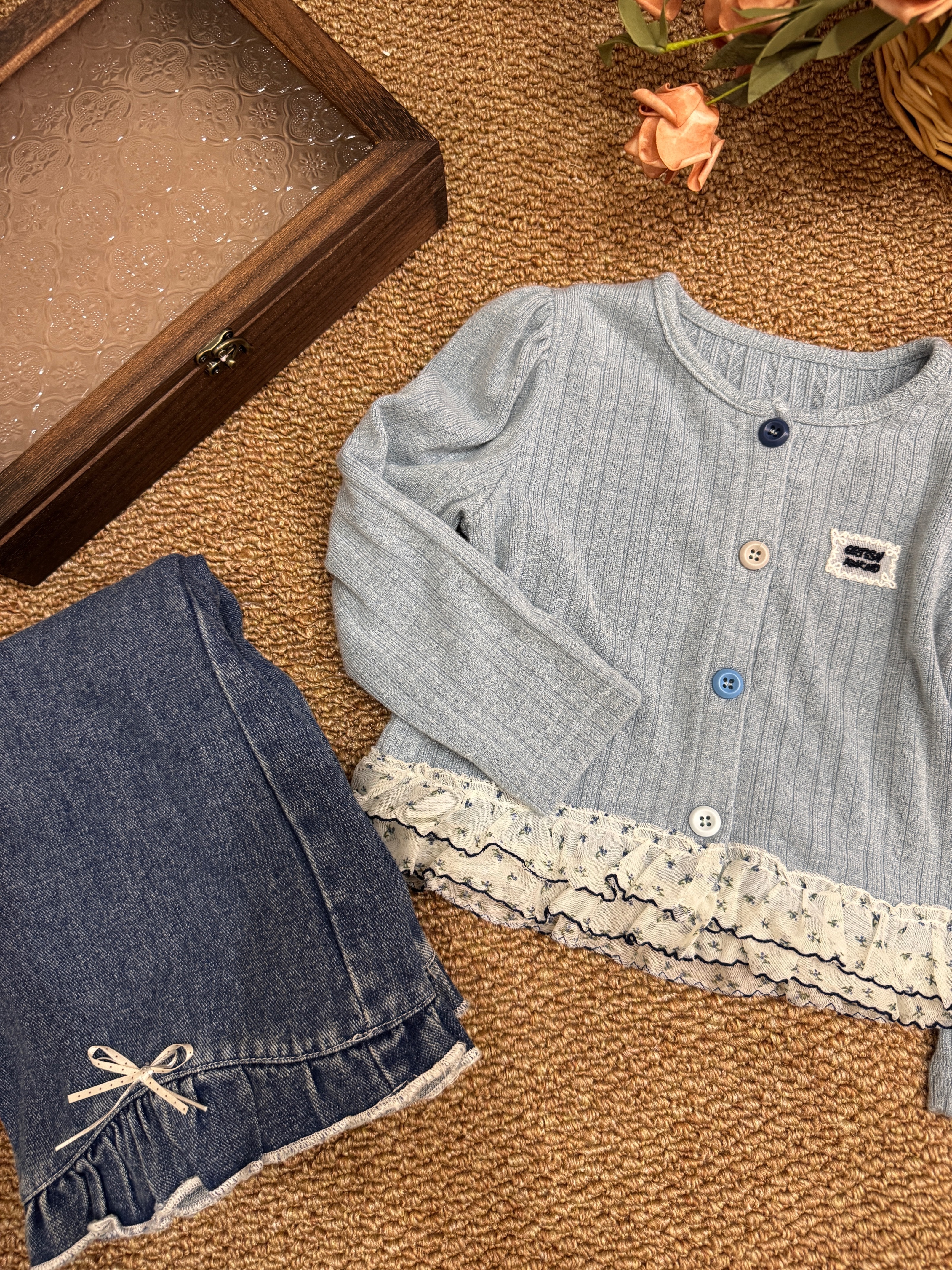 Ｍ5016下擺接紗針織外套d17