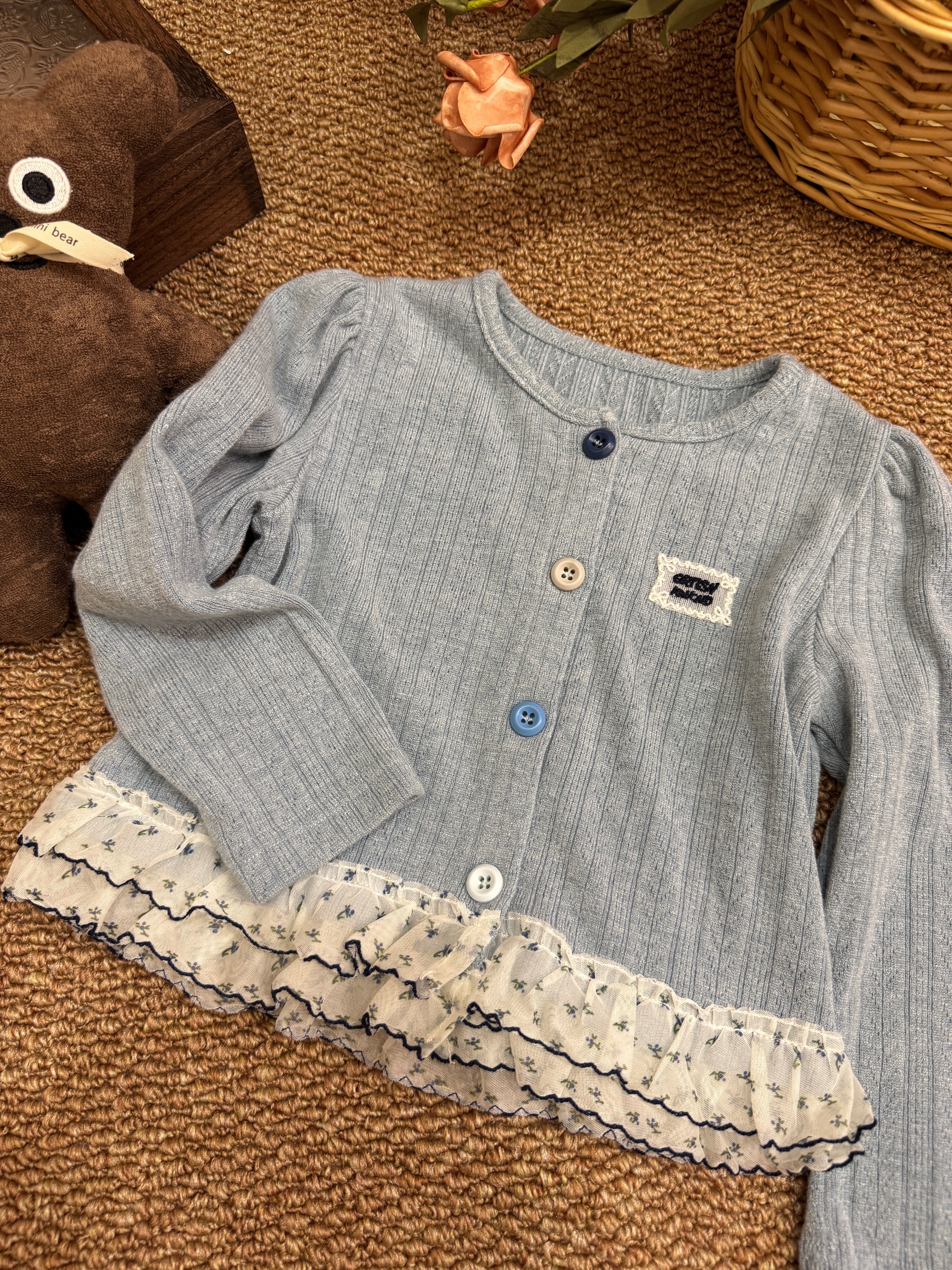 Ｍ5016下擺接紗針織外套d17