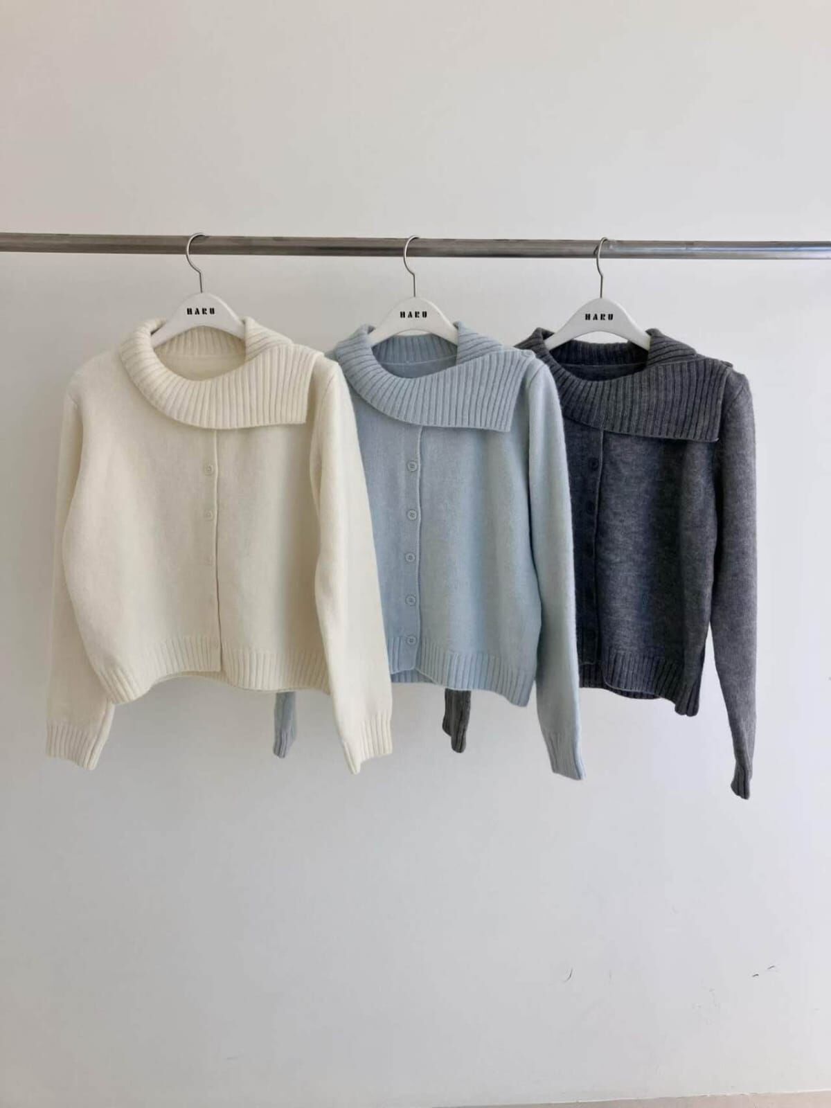 HU5125 設計針織領口排扣外套