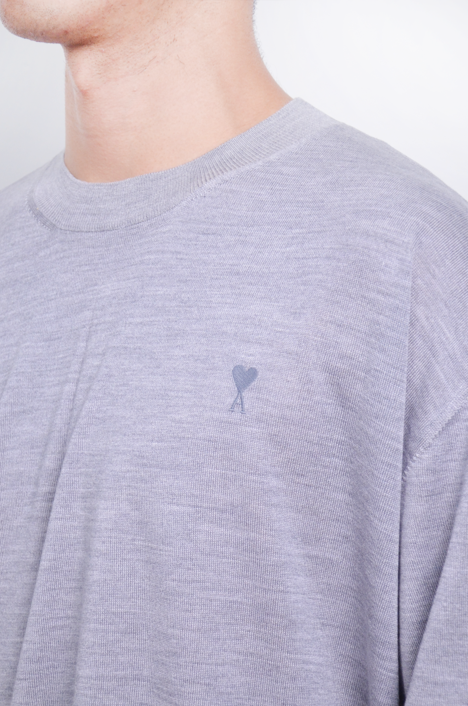 Ami Paris 針織羊毛薄毛衣-藍灰【HKS834.KN0066.050】