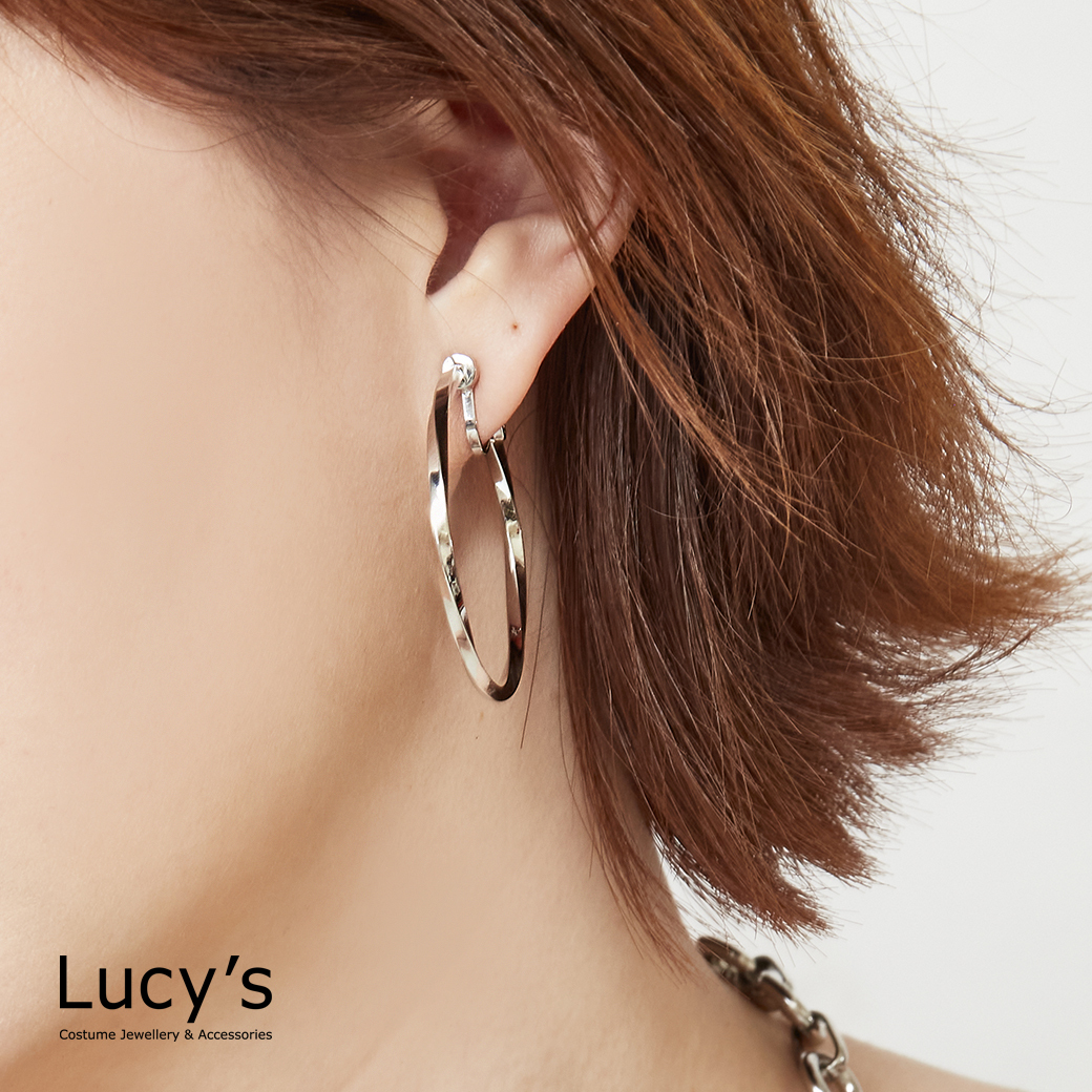 扭轉C圈 夾式耳環 (二色) (125855/125856)