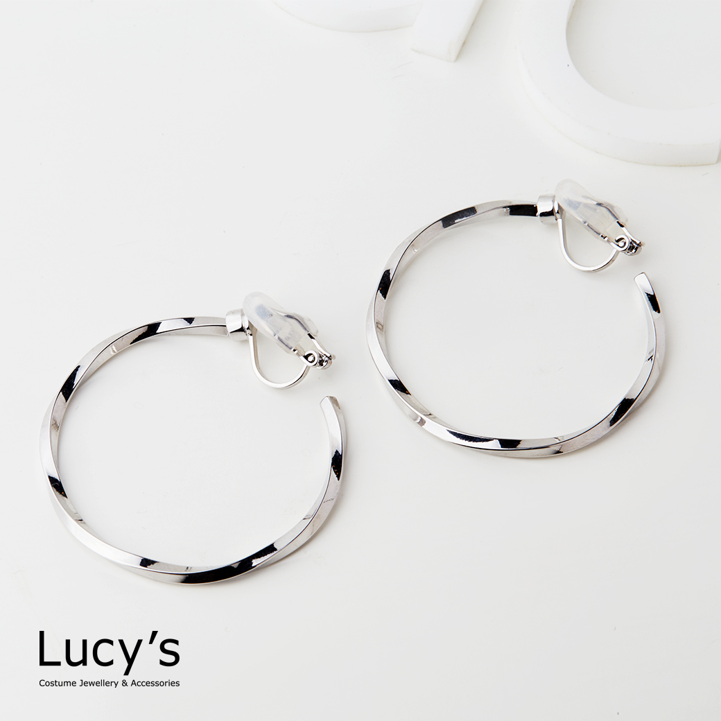 扭轉C圈 夾式耳環 (二色) (125855/125856)