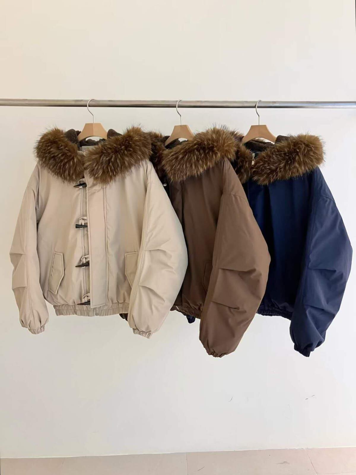 HU5127 毛毛領索索料排鈕外套