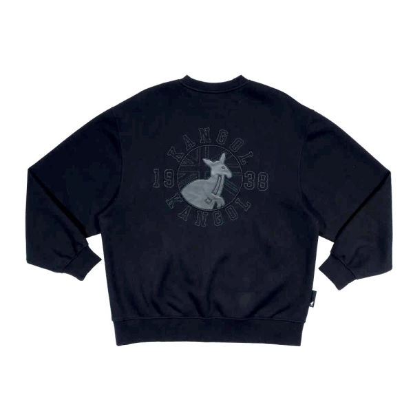 KANGOL 大學T 黑色 經典 繡花LOGO 上衣 中性 6555100920