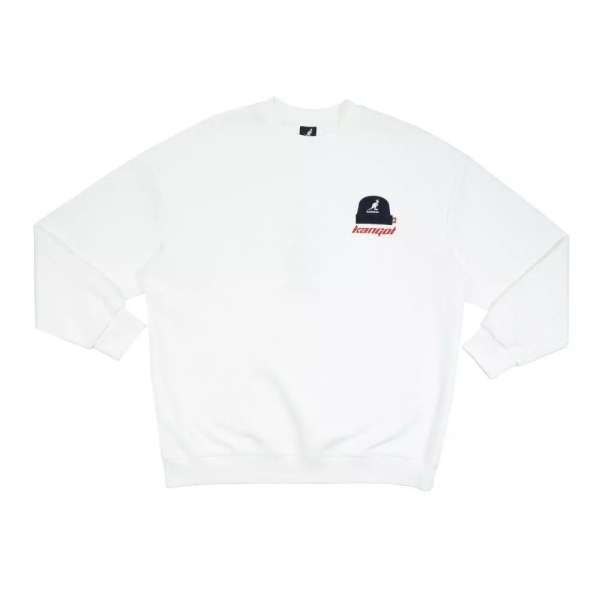 KANGOL 大學T 白色 毛帽 人物繡花 上衣 中性 6555101100