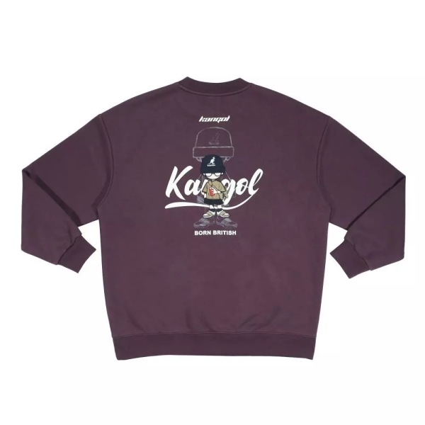 KANGOL 大學T 紫色 毛帽 人物繡花 上衣 中性 6555101192