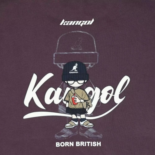 KANGOL 大學T 紫色 毛帽 人物繡花 上衣 中性 6555101192
