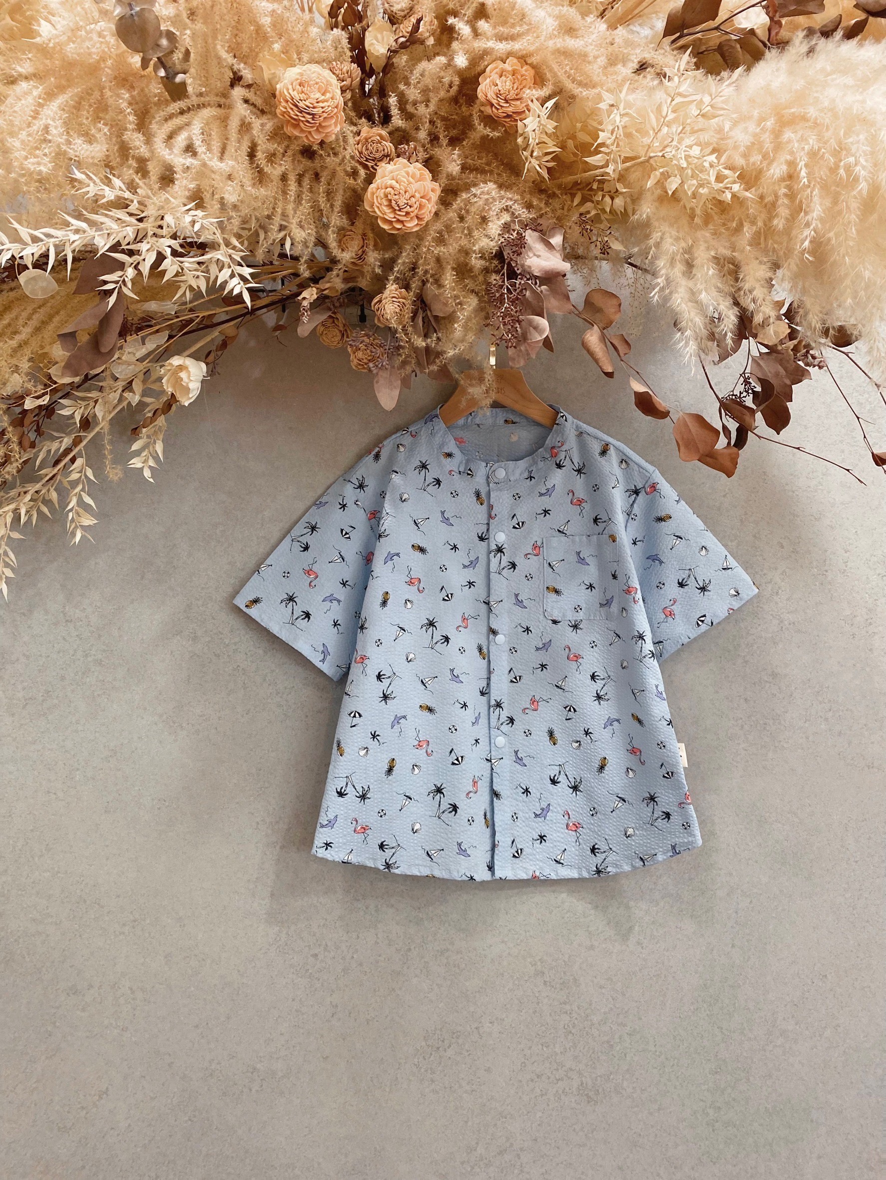 海灘泡泡 小孩圓領短袖襯衫（130）