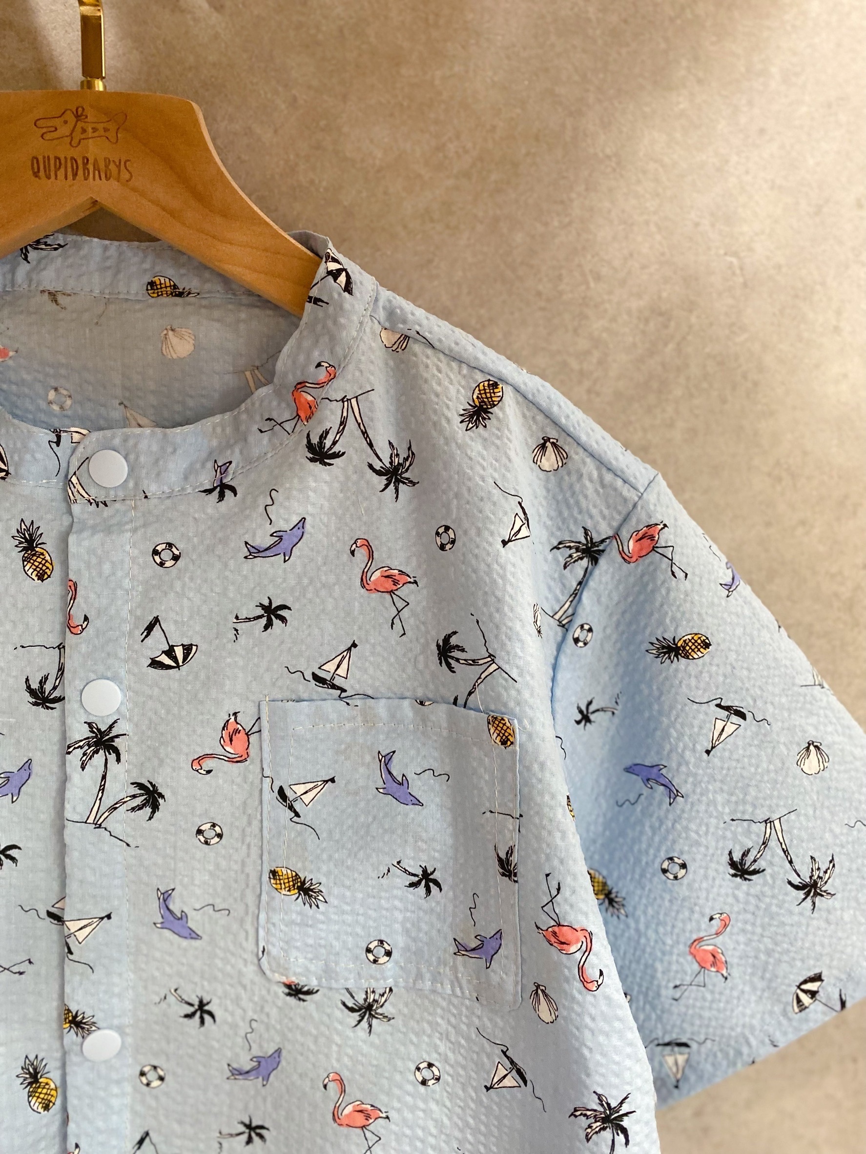 海灘泡泡 小孩圓領短袖襯衫（130）