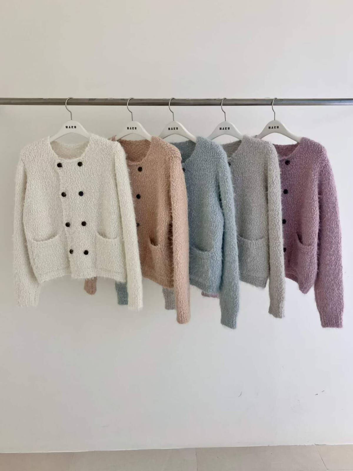 HU5140 粒粒毛毛雙排釦外套