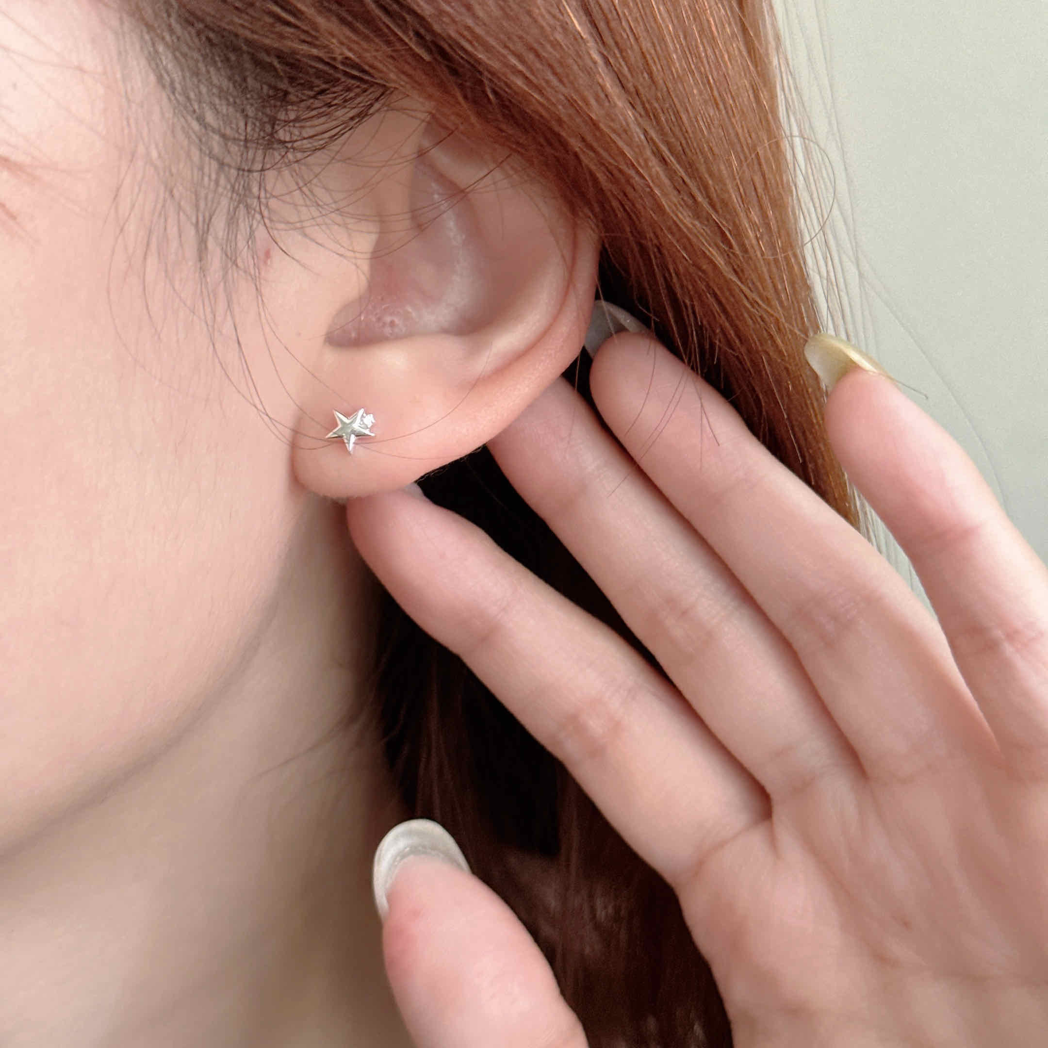 🇰🇷925 silver 星星小鑽轉珠耳釘