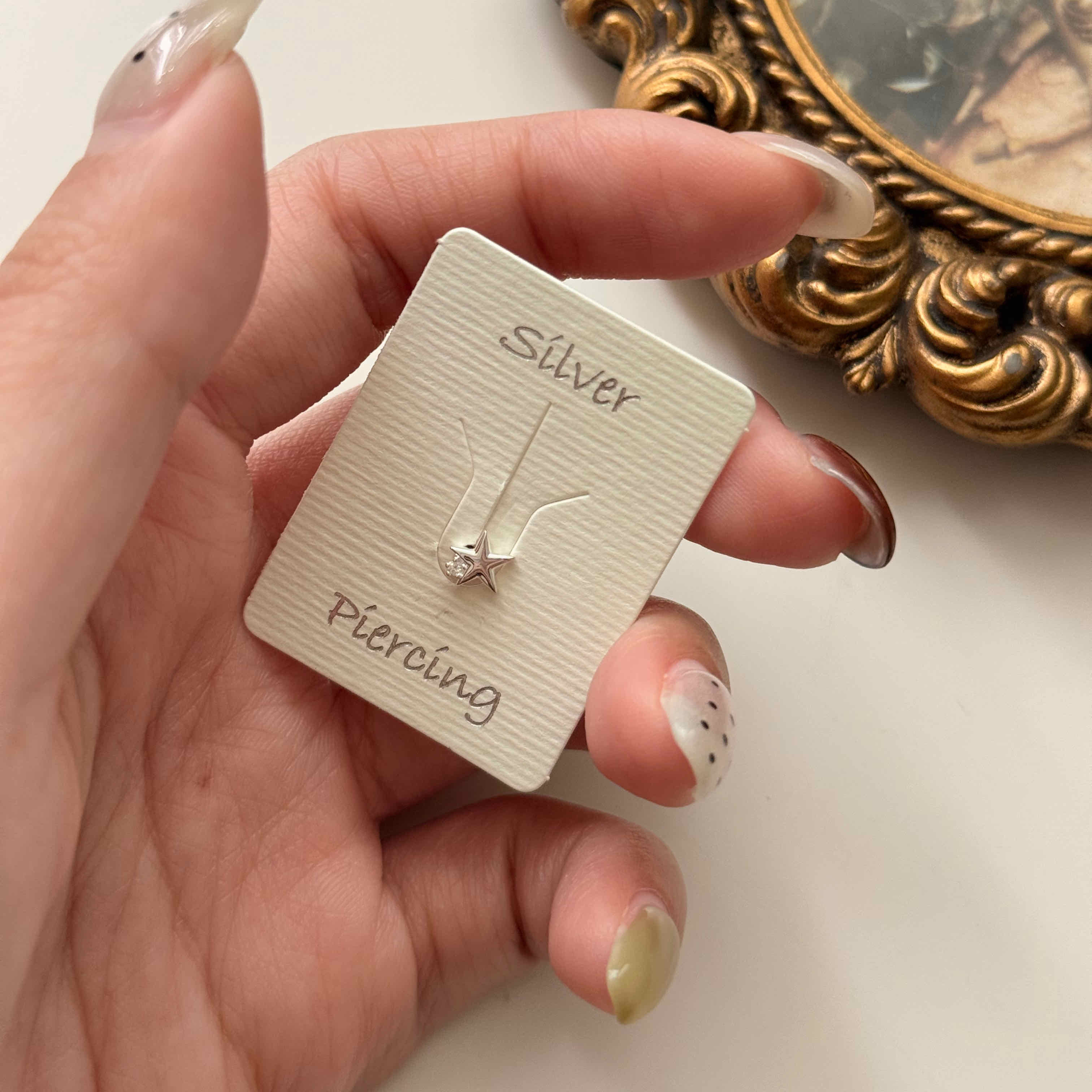 🇰🇷925 silver 星星小鑽轉珠耳釘