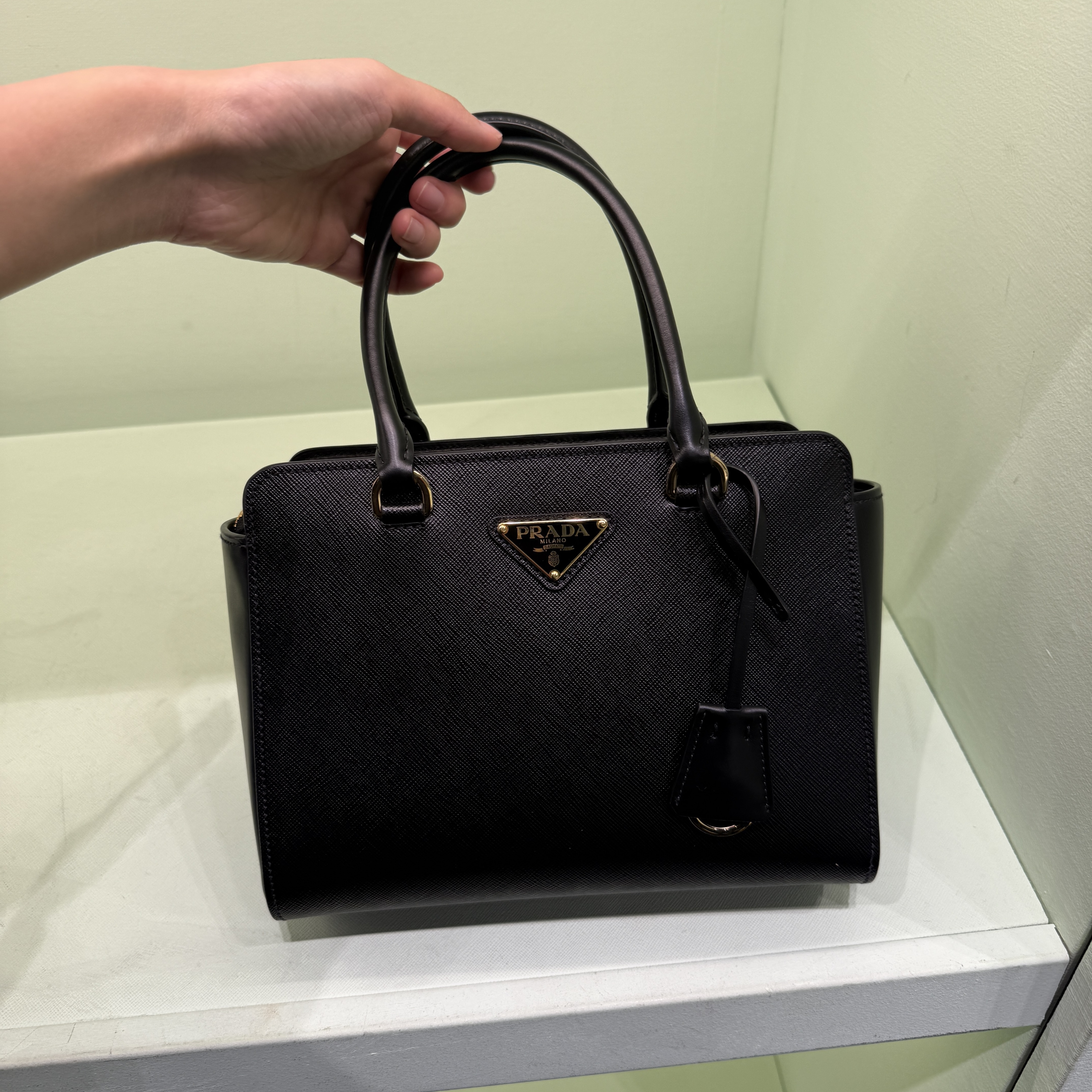 Prada Bag Saffiano leather Medium top handle bag black 1BA049