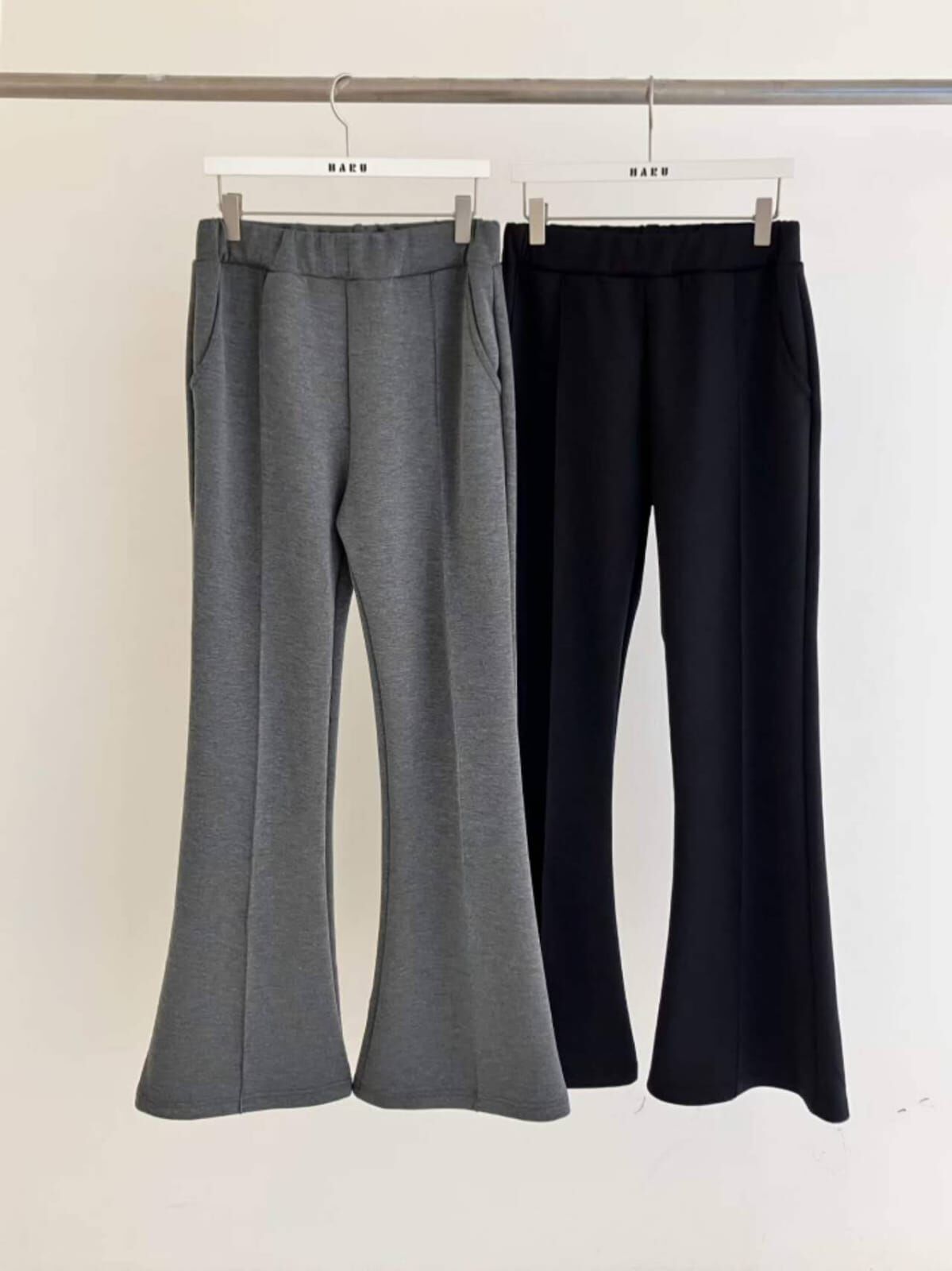 HU5143 粗橡筋魚骨車線喇叭休閒褲