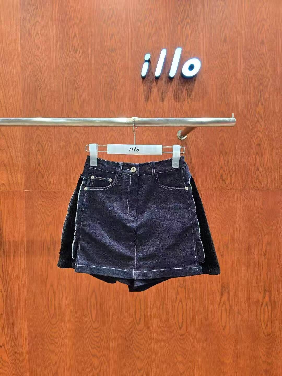 IO5126 破損拼接牛仔短裙褲(S/M/L)