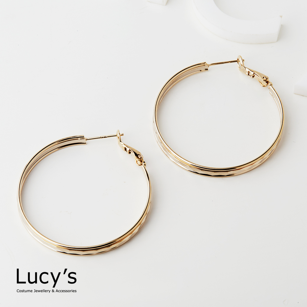 稜格曲線 圈型耳環 (二色) (124551/124308)