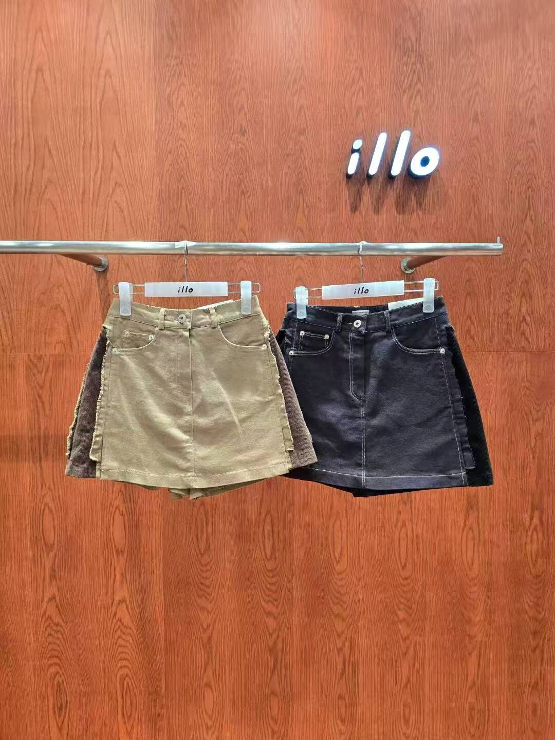 IO5126 破損拼接牛仔短裙褲(S/M/L)