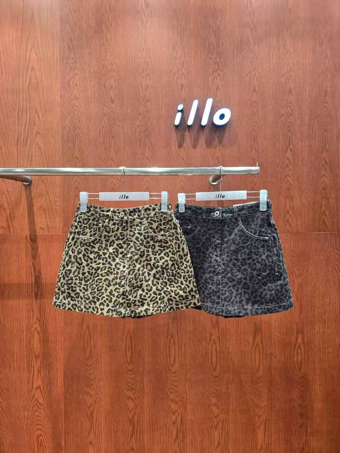 IO5127 豹紋牛仔短裙(S/M/L)