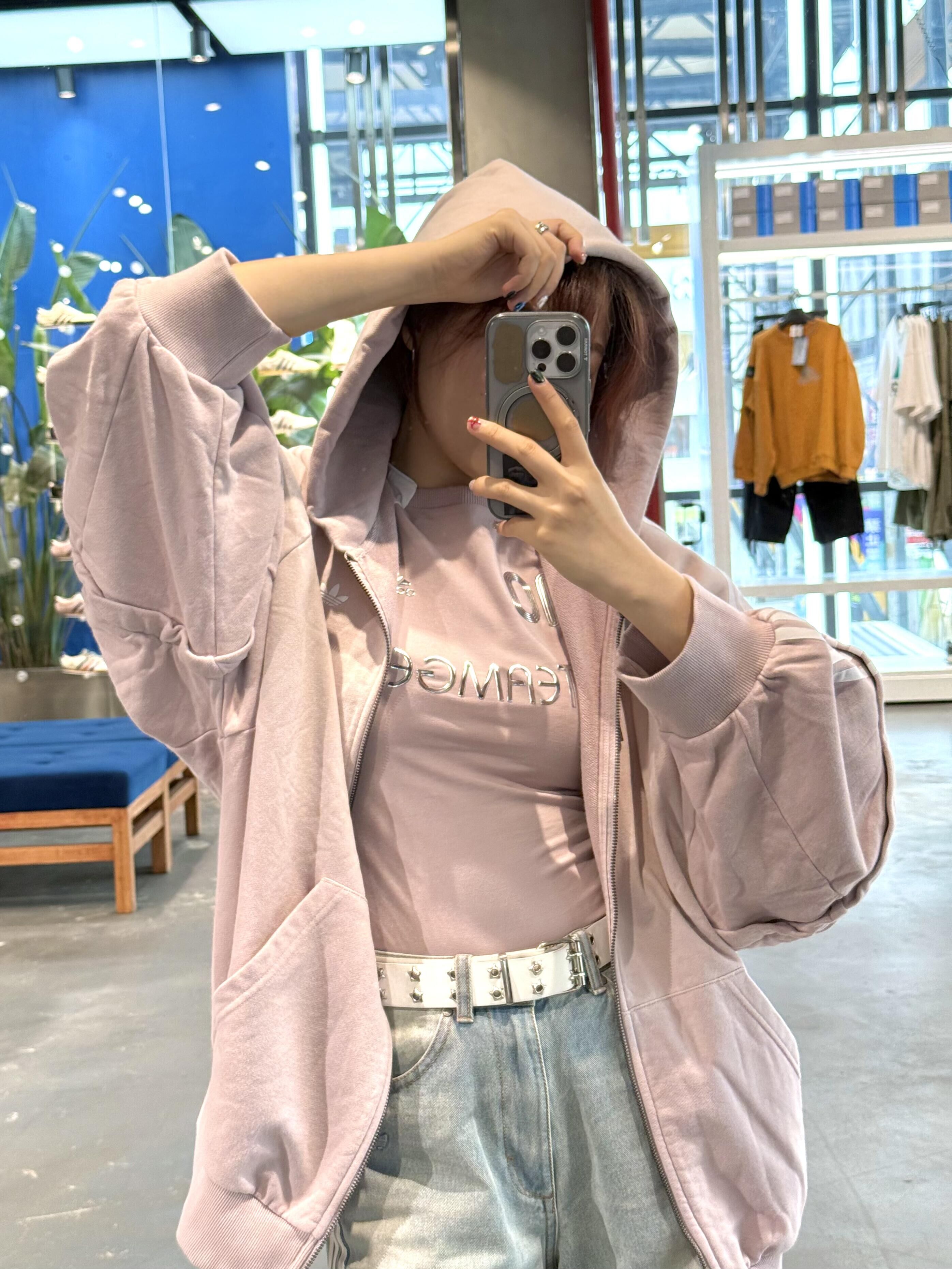 Adidas Originals Adilenium Eamgeist Washed Hoodle 長版連帽外套 寬鬆 慵懶風 袖可拆 袖口拉鍊 粉色/預購