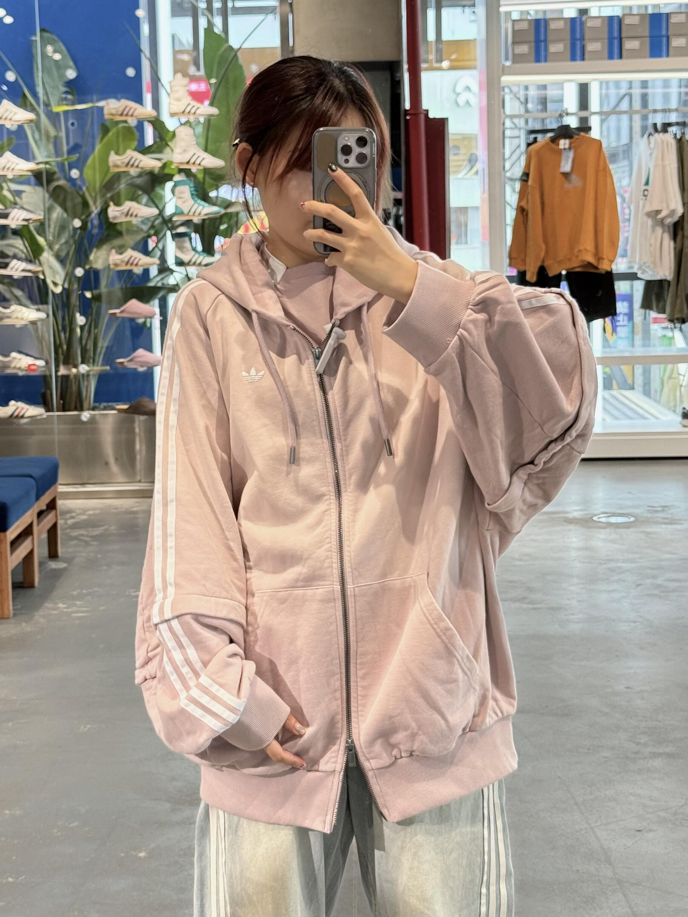 Adidas Originals Adilenium Eamgeist Washed Hoodle 長版連帽外套 寬鬆 慵懶風 袖可拆 袖口拉鍊 粉色/預購