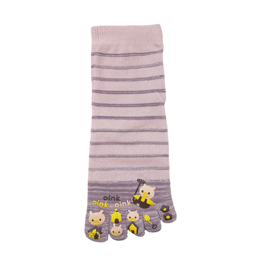 Santé 台灣 條紋小豬五趾襪 女款 (2色) 44SA3007