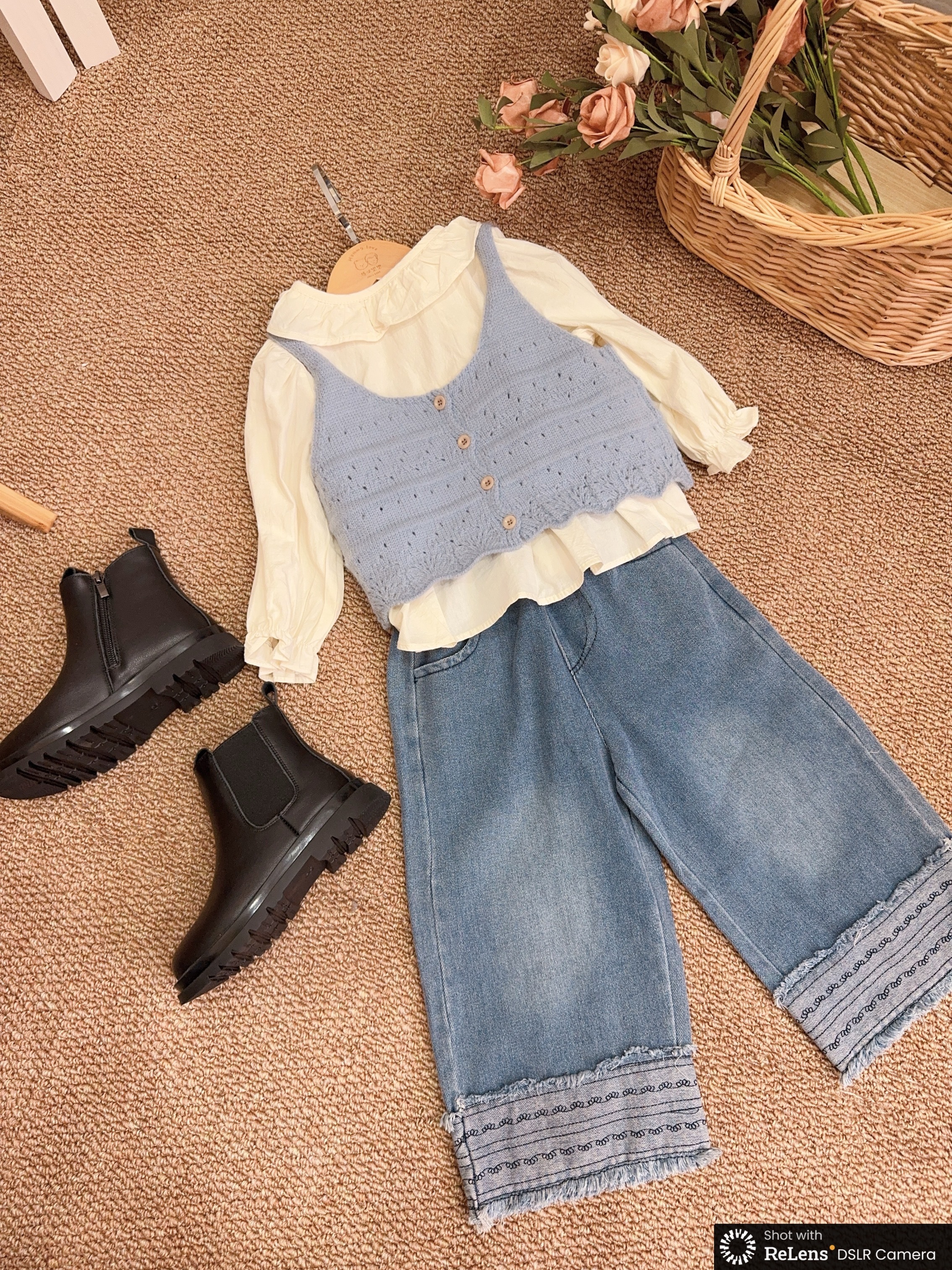 2501針織背心軟布牛仔褲套裝d05