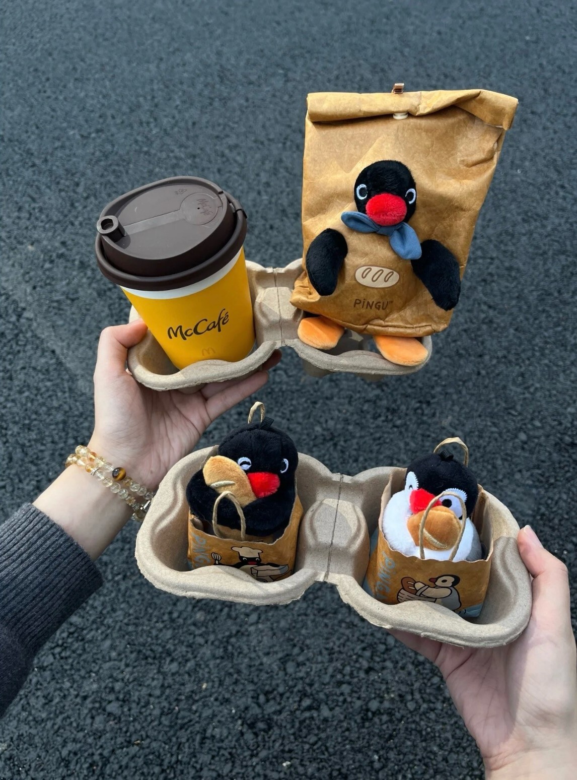 （現貨）PINGU企鵝家族 企鵝麵包坊袋裝 吊飾