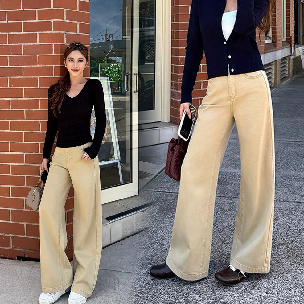 秋冬顯白溫暖色系直筒牛仔褲-S-L / 2色 (Elegant & Love)