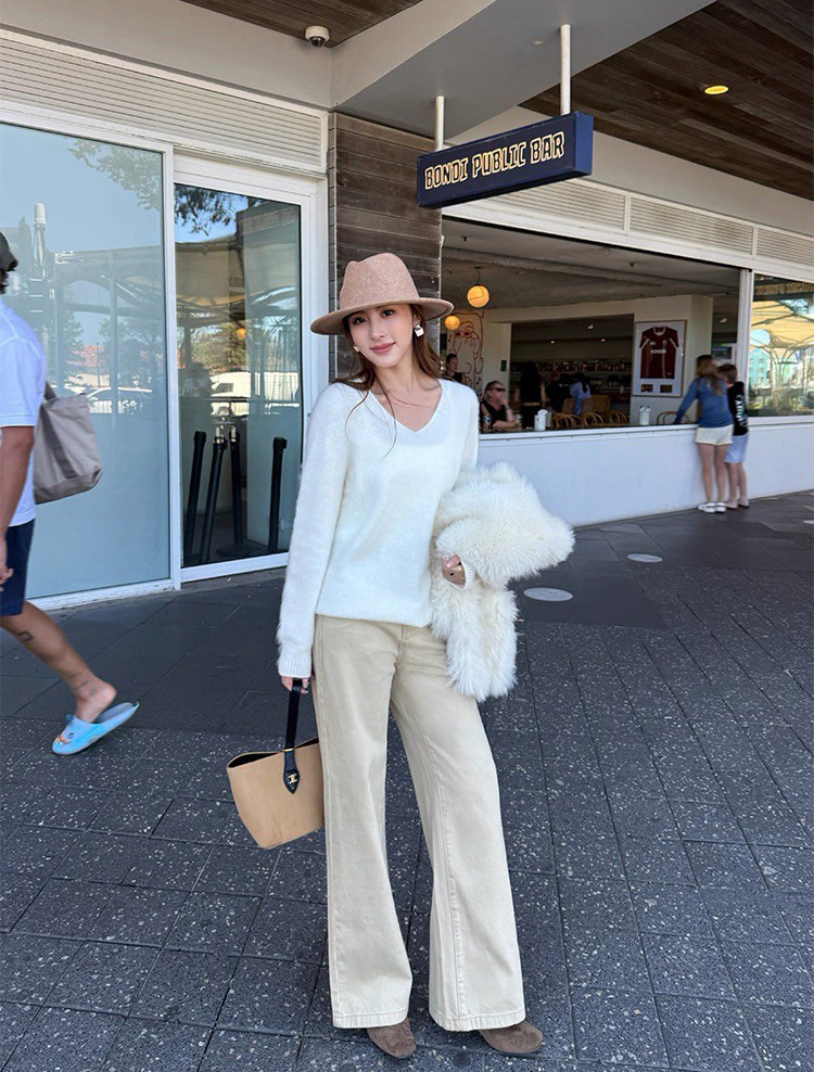 秋冬顯白溫暖色系直筒牛仔褲-S-L / 2色 (Elegant & Love)