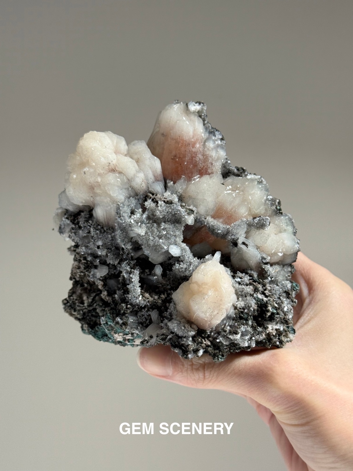 Echo Bloom - Black Chalcedony with Stilbite