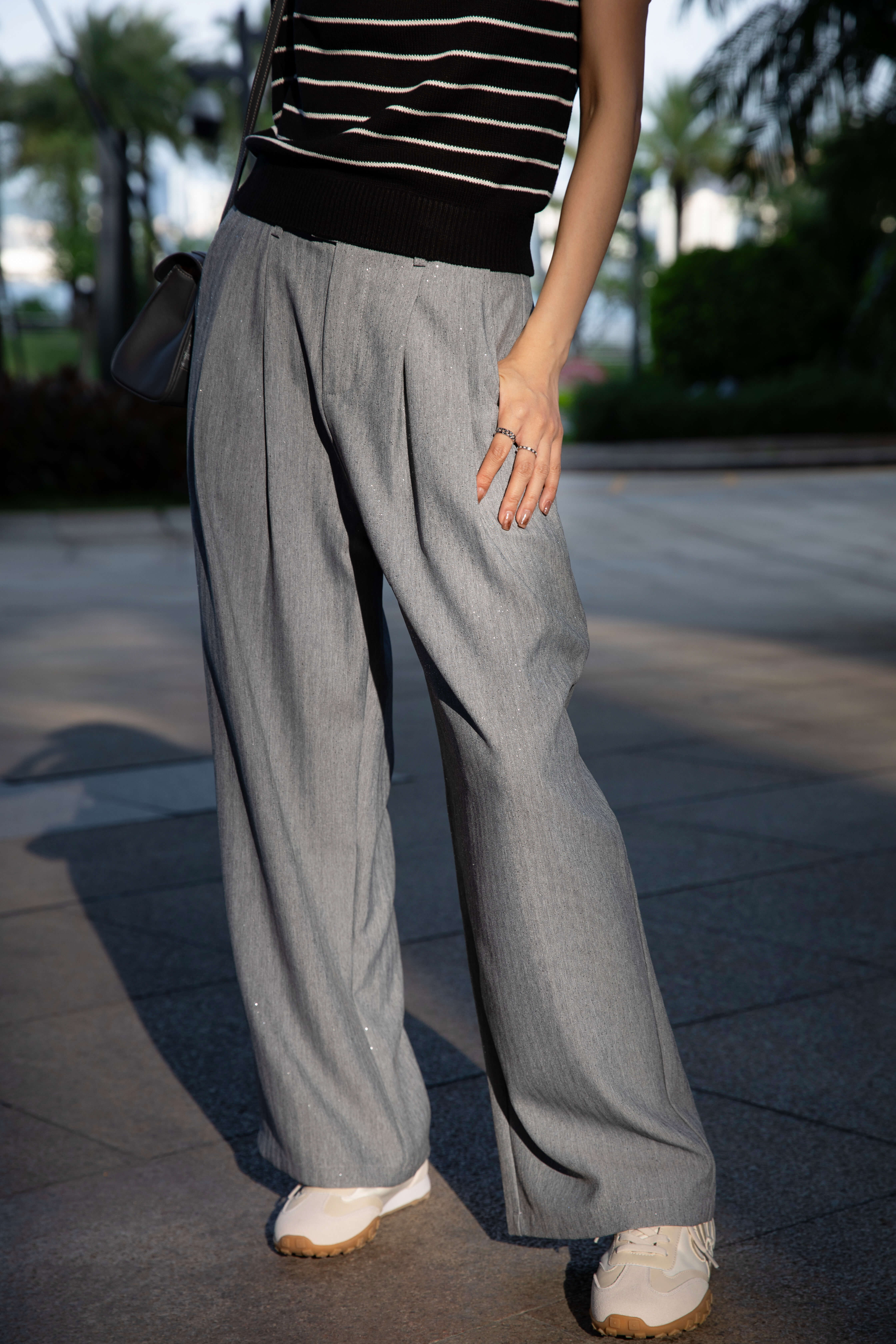 Glitter Stripe Lightweight Baggy Trousers_PT259L16