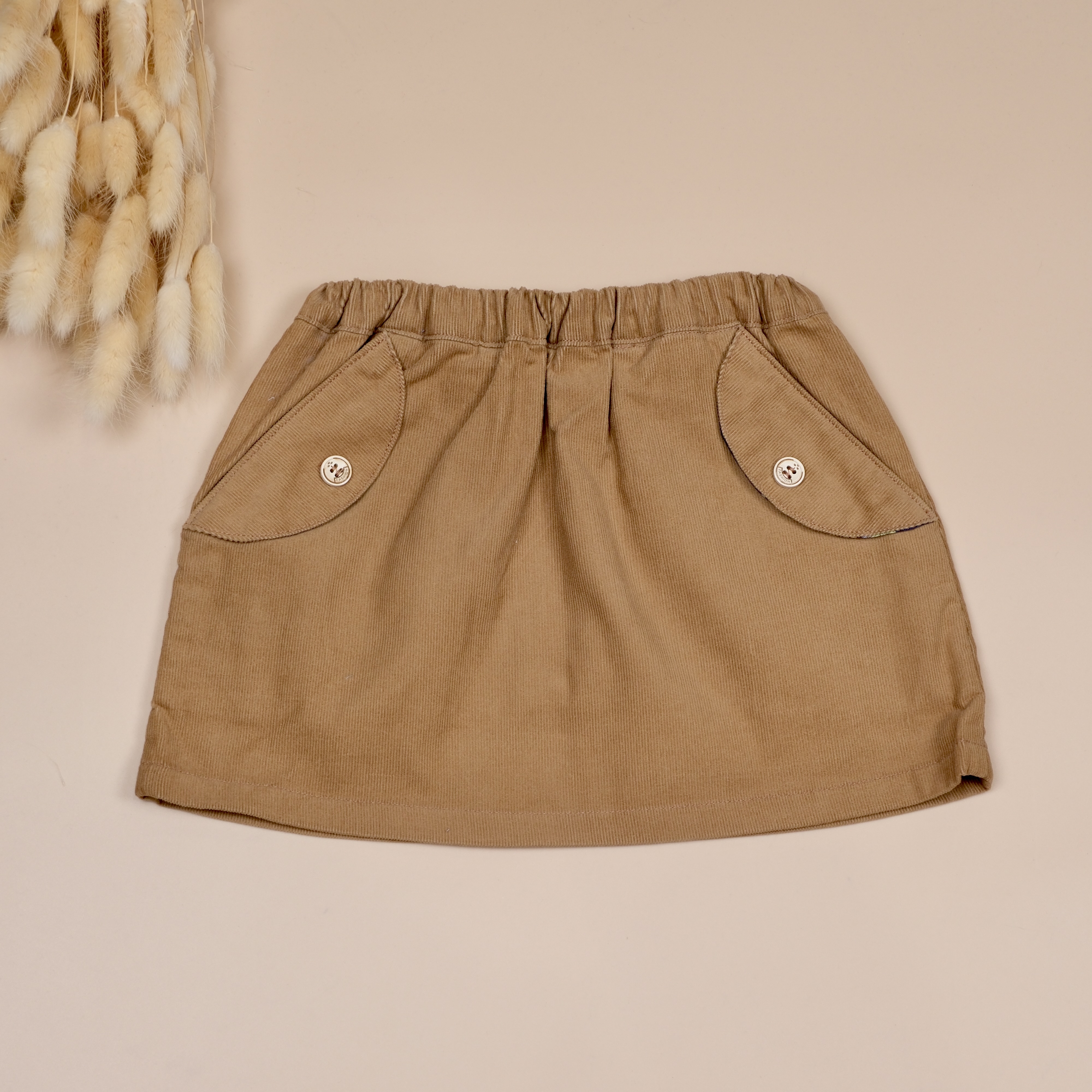 駝色 ෆ 手作女童迷你短裙
